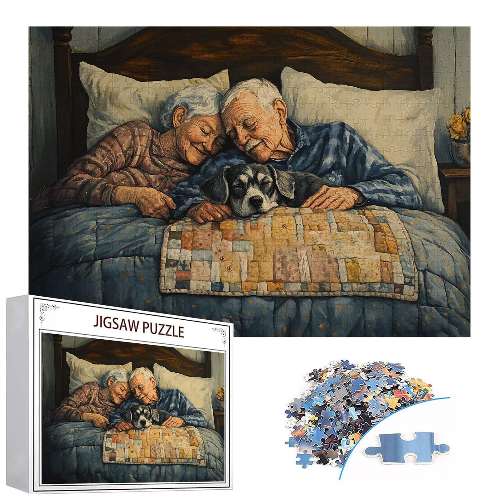 Puzzle 3000 Pezzi Anziano Puzzle Adulti Sfida Impossibili Jigsaws Coppia Classica 3D Pattern Art Jigsaws per Divertimento Adulti e Bambina, Gioco Familiare, Festa Aziendale,Amore e Amico 122x81cm C-25
