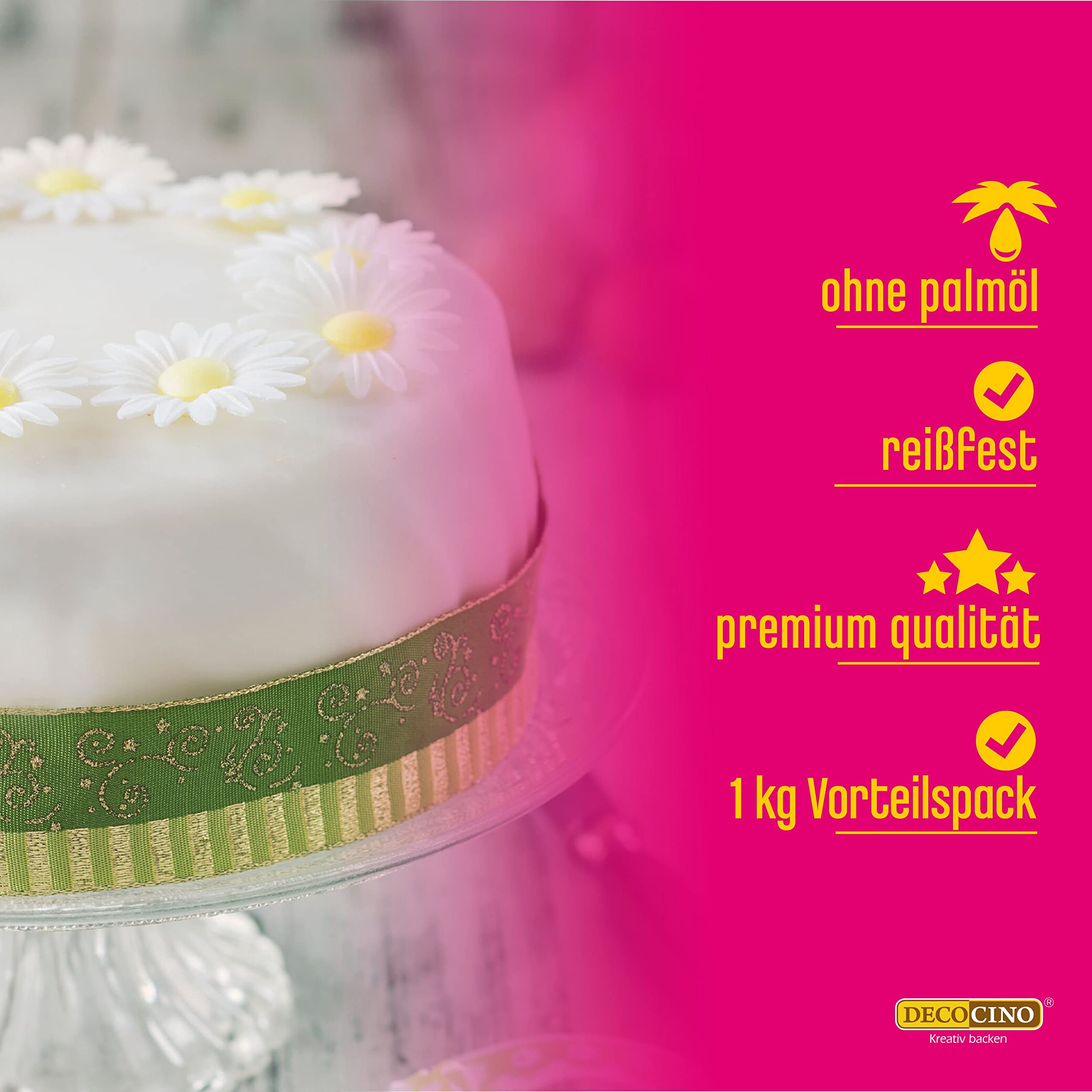 DECOCINO Fondant weiß – 7 Kilo Vorteilspack – ideal zum Verzieren von Kuchen, Torten, Cakepops – vegan & laktosefrei