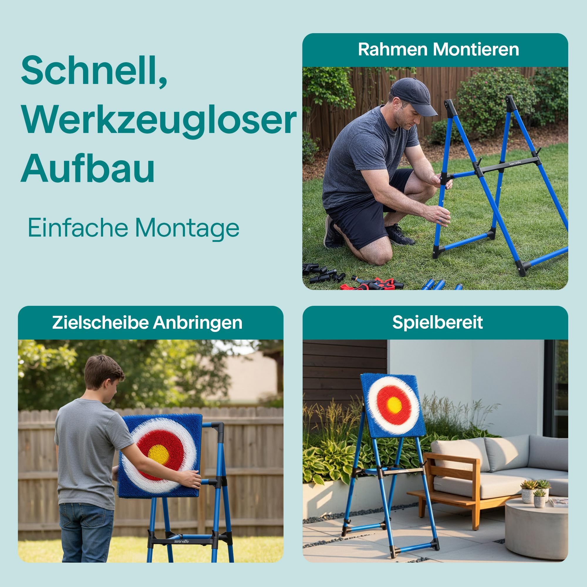 SereneLife Axt Wurfspiel Set – Sicheres Wurfspiel für Kinder und Erwachsene, Tragbar und Faltbar für Garten, Indoor und Outdoor