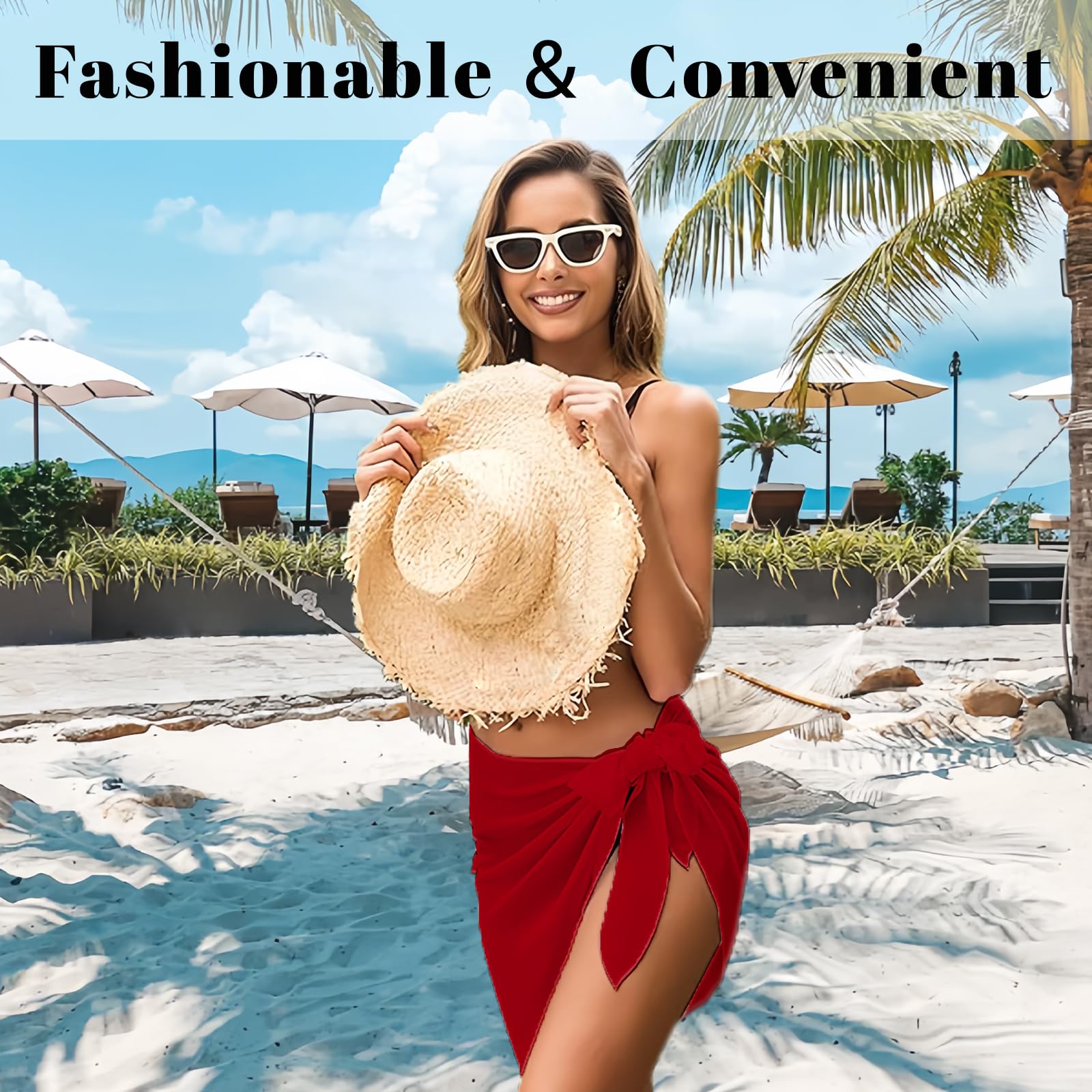 ACTOYS Sarong damska krótka spódnica plażowa, chusta do przewijania, plażowa, krótka, przewiewna spódnica na plażę, do bikini, 140 x 48 cm