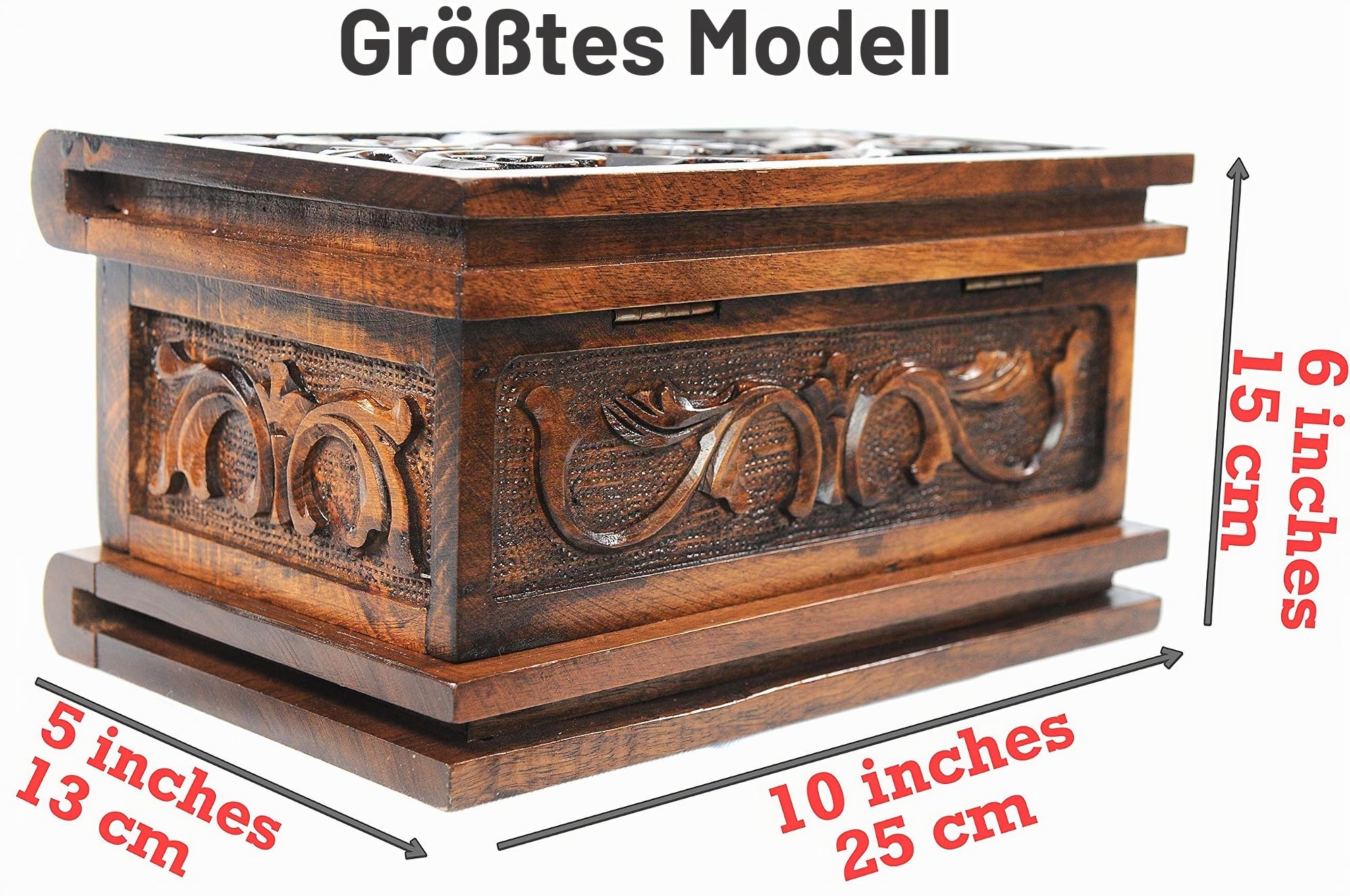 Walnut Treasure Within Puzzle Secret Magic Box, handgefertigt, einzigartige Schmuckschatulle mit verstecktem Schlüssel, 25 x 15 x 12 cm