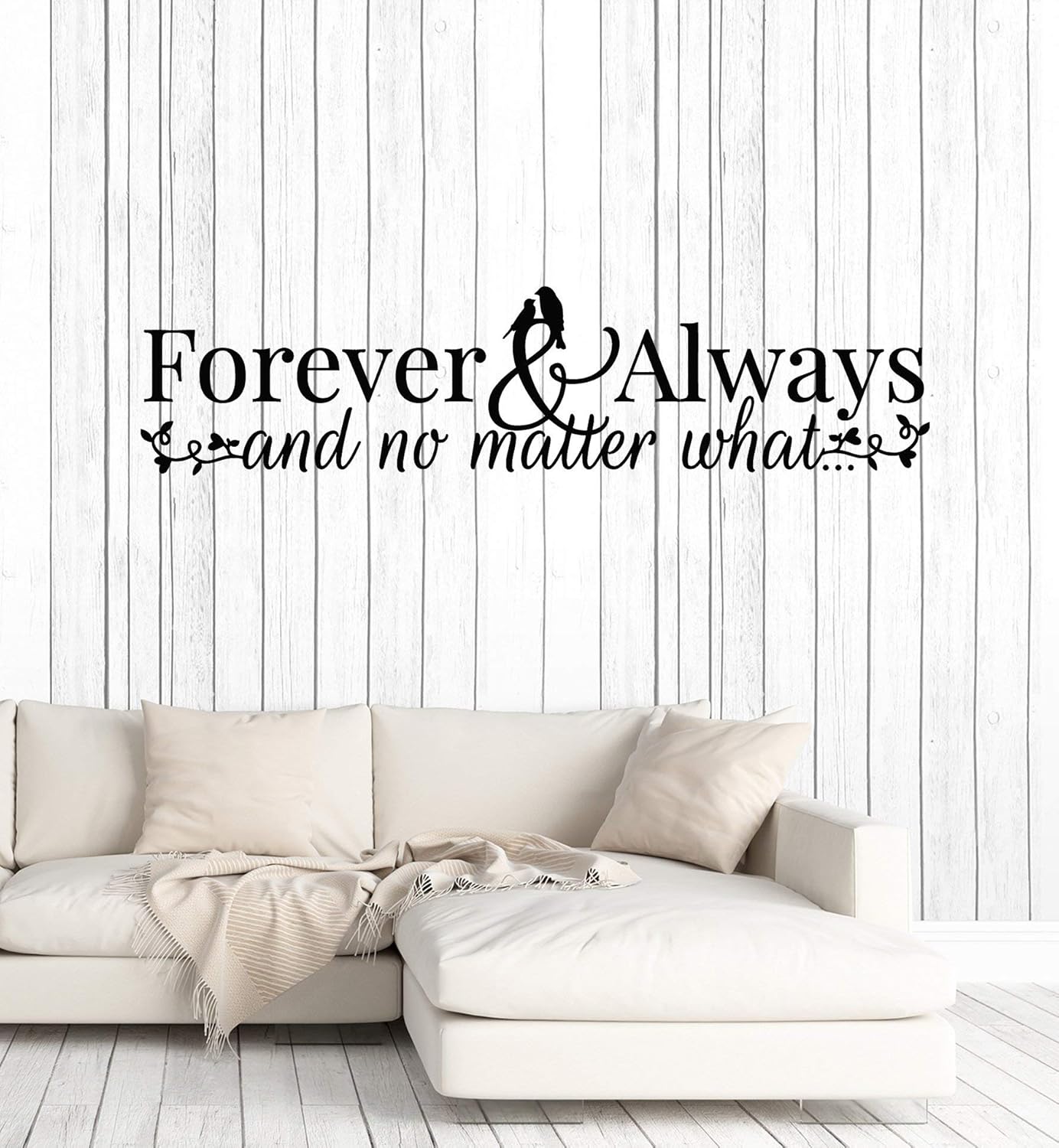 WallStickers4ever Vinyl Wall Decal Phrase Quote Forever Always and No Matter What Home Family Stickers Mural Large Decor (g1866) Black