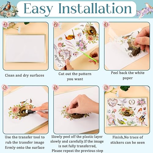 Miniatura 3 de 12 hojas de calcomanías para decoración de otoño con hojas de arce y calabaza, transferencia de girasol, calcomanías para muebles de madera y