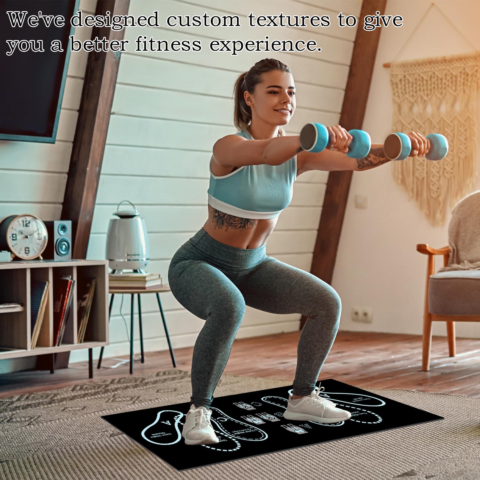 Esterilla antideslizante para sentadillas con posicionamiento de pies, accesorio deportivo para entrenamiento en casa