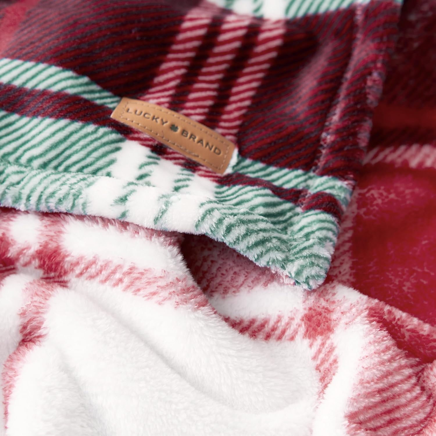 Lucky Brand Plush Winter Red Plaid 50"x70" Soft Throw Blanket - Luxurious Microfiber Plush Blanket for Ultimate Comfort and Cozy Warmth - Image 3
