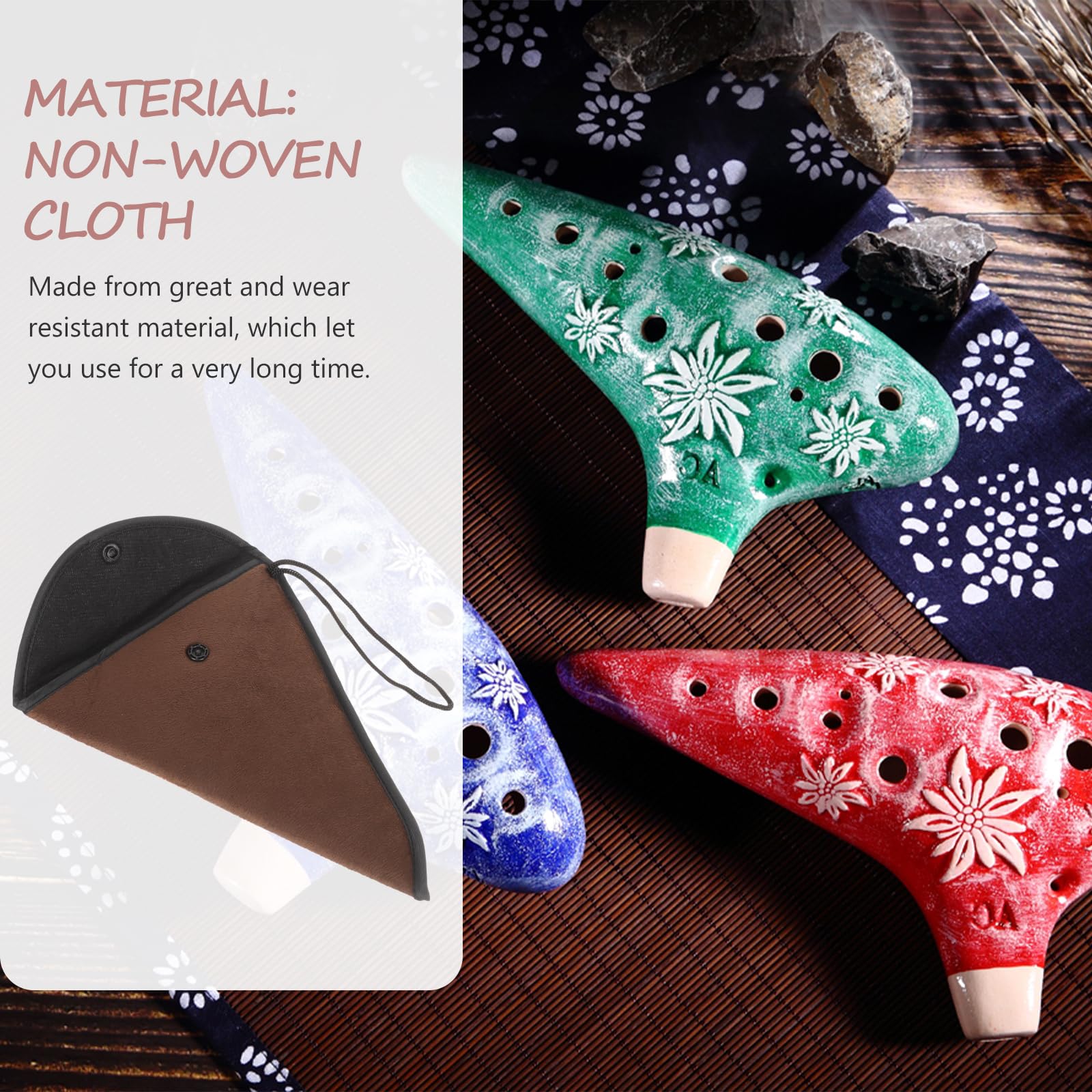 Amosfun 3 custodie protettive Ocarina, 1 borsa in tessuto non tessuto, borsa da viaggio in ceramica, accessorio da viaggio Ocarina, borsa anti-perdita per 12 fori