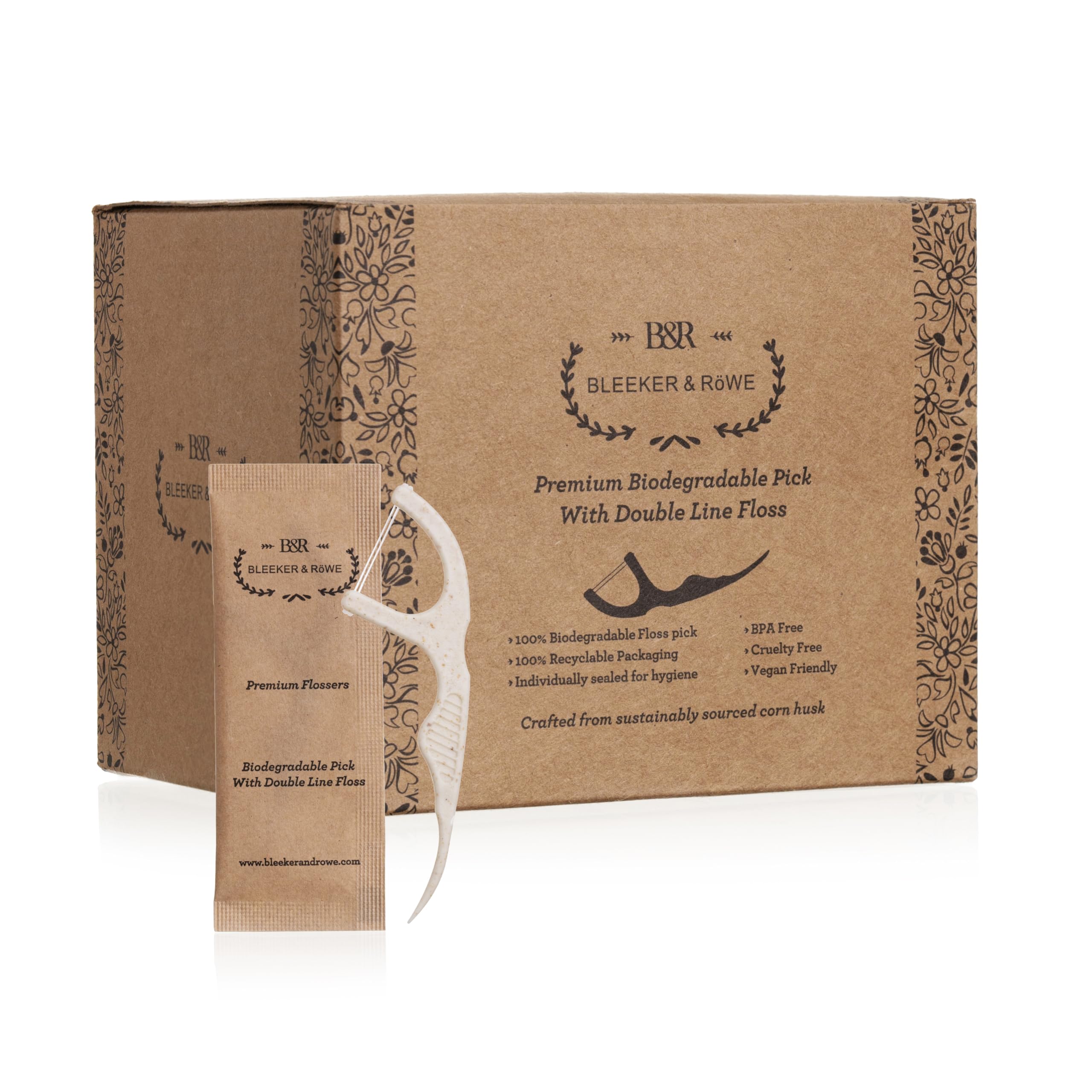 Bleeker and Rowe Plant Based Biodegradable Floss Picks (Double Line Floss)