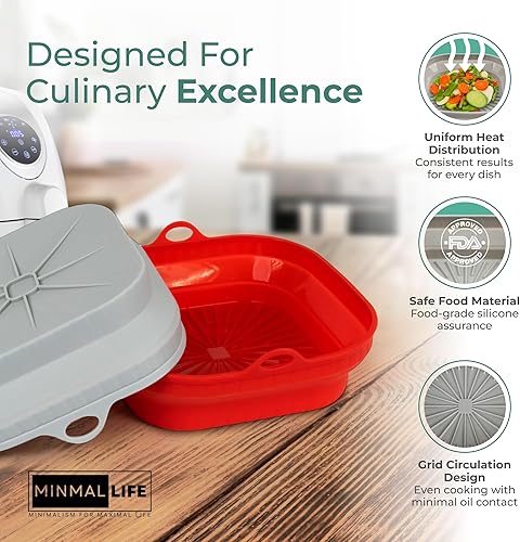 Miniatura 3 de Minmallife Forros de silicona para freidora de aire  Forros reutilizables para freidora de aire  Cesta de silicona para freidora de aire  Accesorios