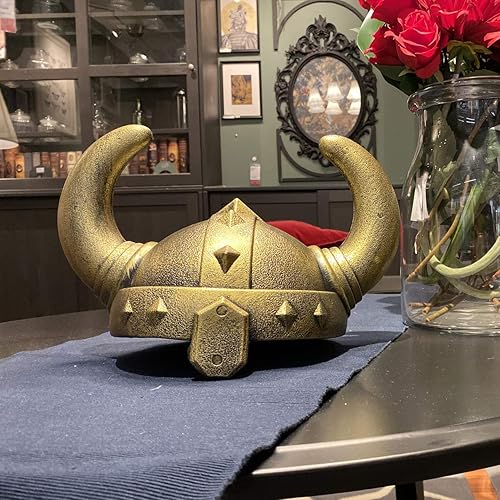 Miniatura 4 de LOOYAR Casco vikingo medieval de la edad vikinga, con cuernos de la Edad Media, casco vikingo berserker soldado guerrero, sombrero de disfraz de