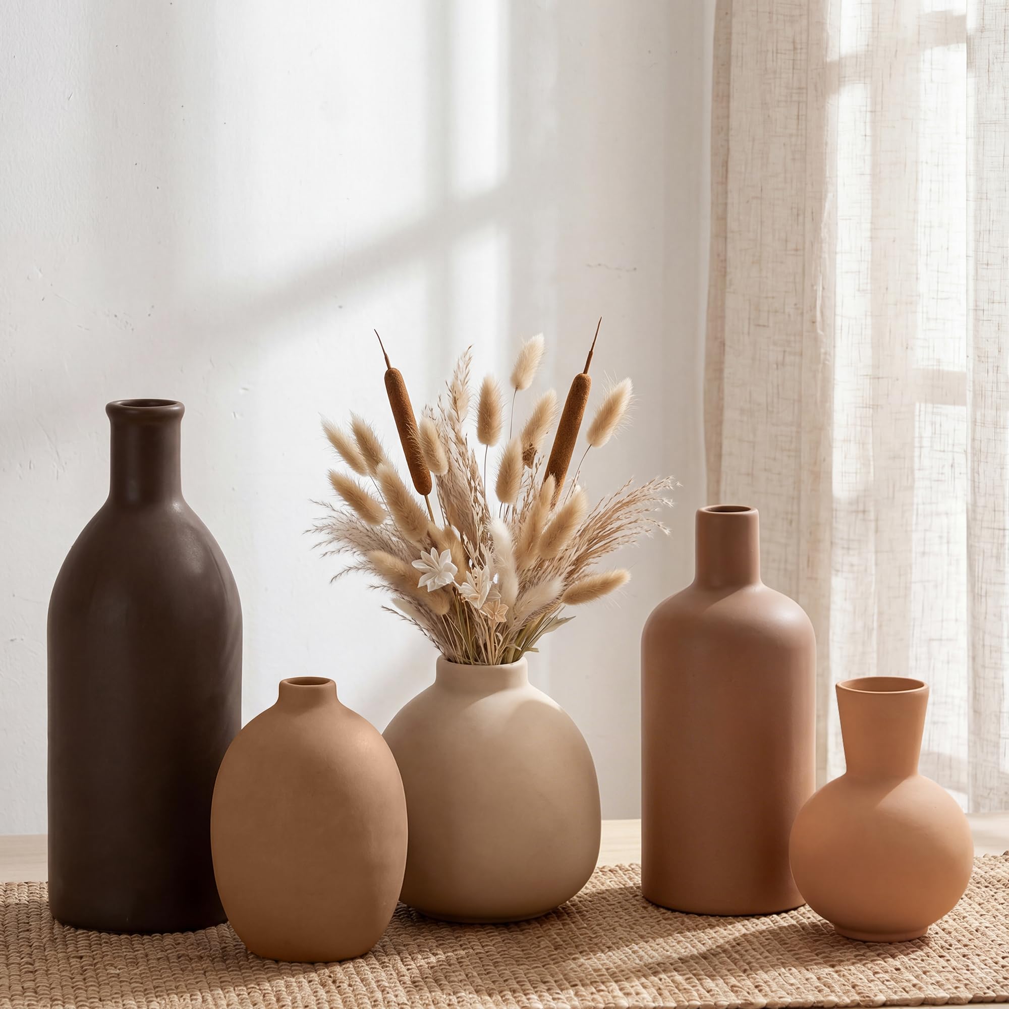 Farmhouse Ceramic Vase Collection - 5 Pack