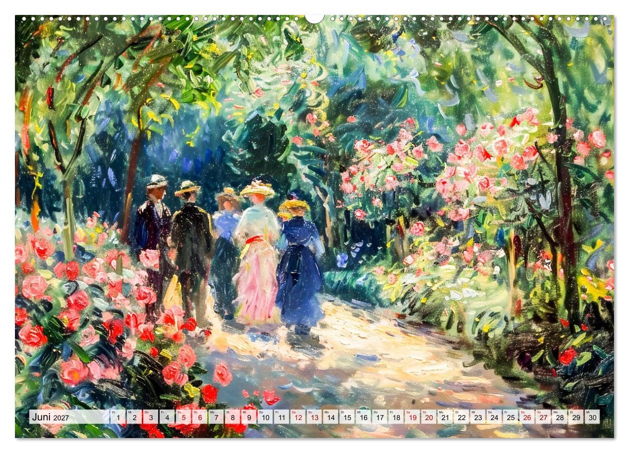 CALVENDO - Gärten im Licht - Impressionistische Spaziergänge mit Blütenpracht (hochwertiger Premium Wandkalender 2027 DIN A2 quer), Kunstdruck in Hochglanz: Farbenfrohe Gartenwelten voller Romantik un