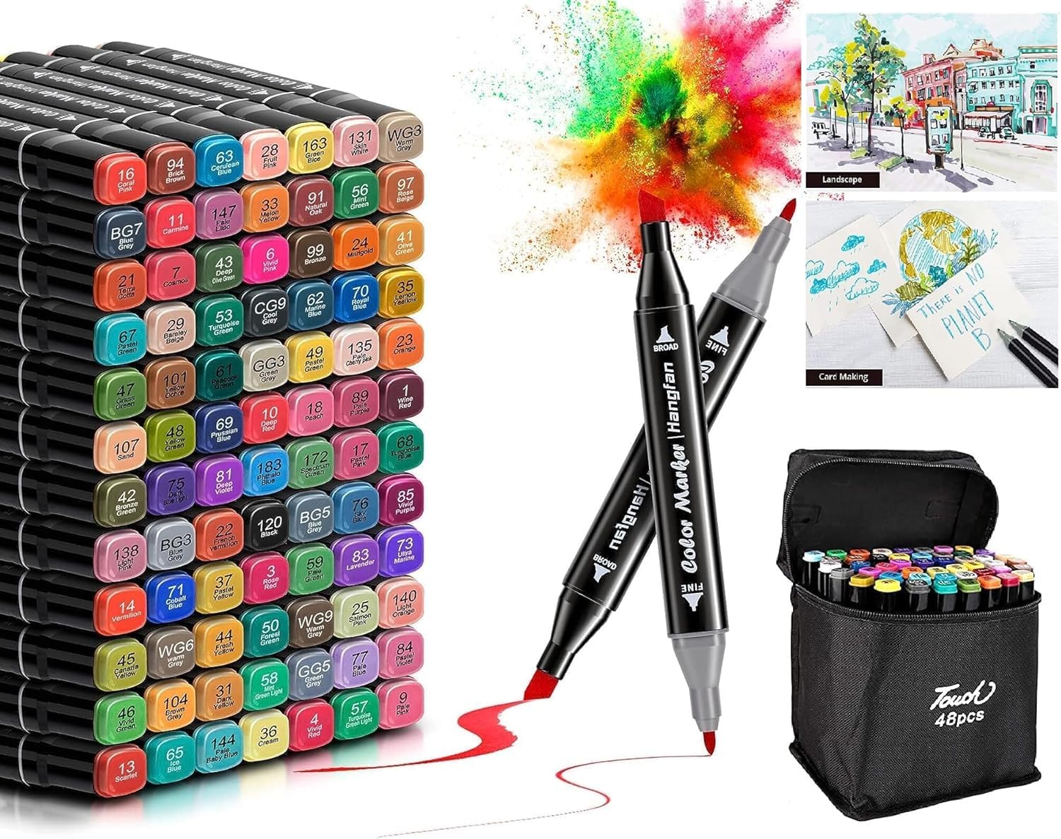 Dravina 48pc Dual Marker Pen Set With Tray - Fine & Broad Tip Acrylic Marker For Drawing, Colouring, Calligraphy| Alcohol Based Art Markers| Odorless & Non Toxic (B0D4HVPTWX) Amazon Price History, Amazon Price Tracker