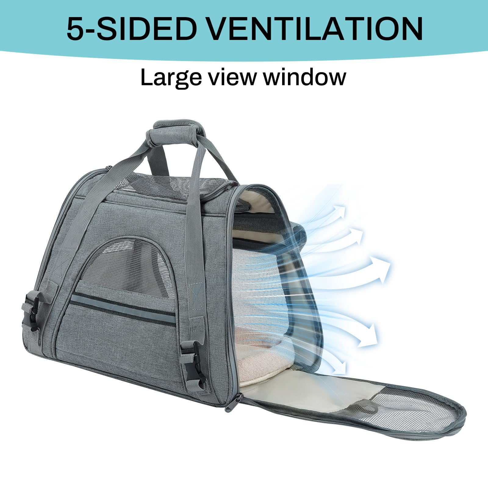 YooxArmor Torba transportowa dla kotów i małych psów, składana, do podróży i samochodu, 45 x 25 x 34 cm, przenośna torba dla psów, do 9 kg