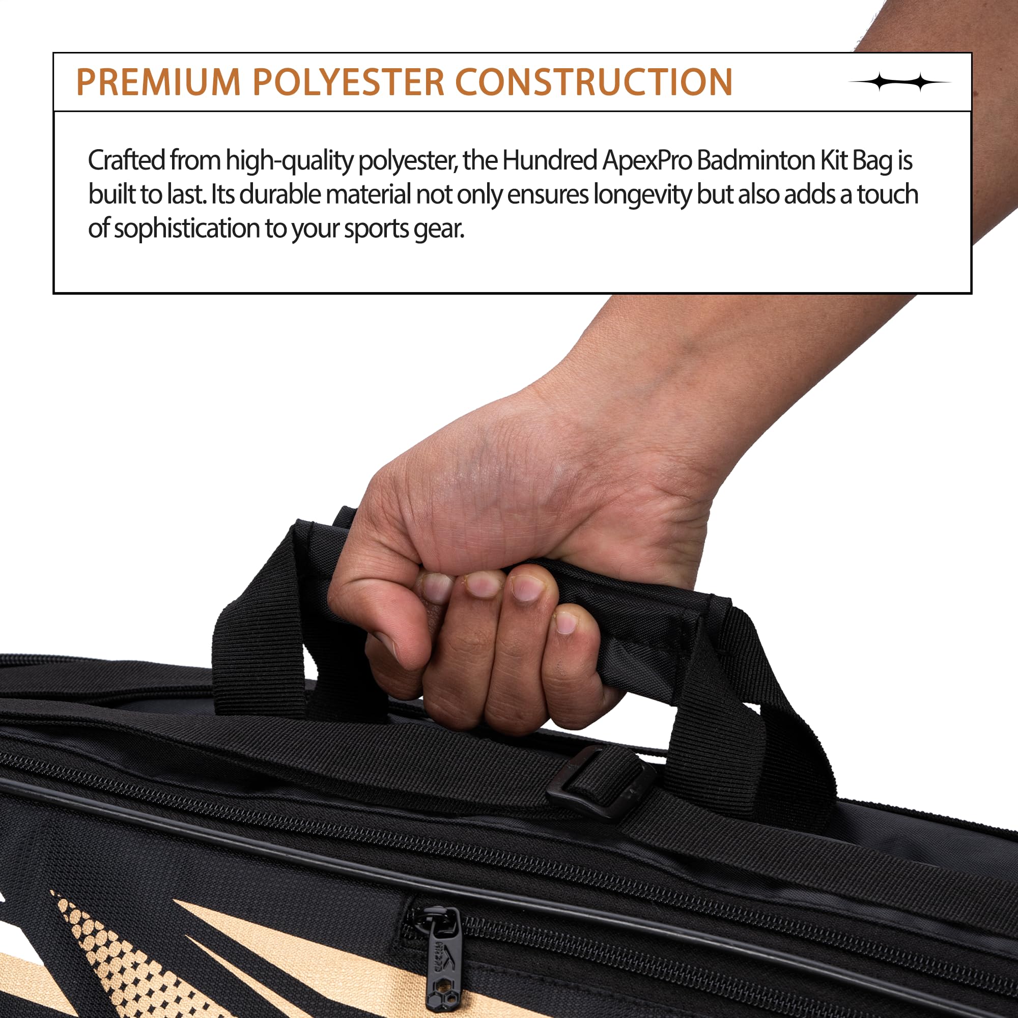 HUNDRED Urban Pod Badminton Kit-Bag | 3 Spacious Compartments | Double Zipper Closure