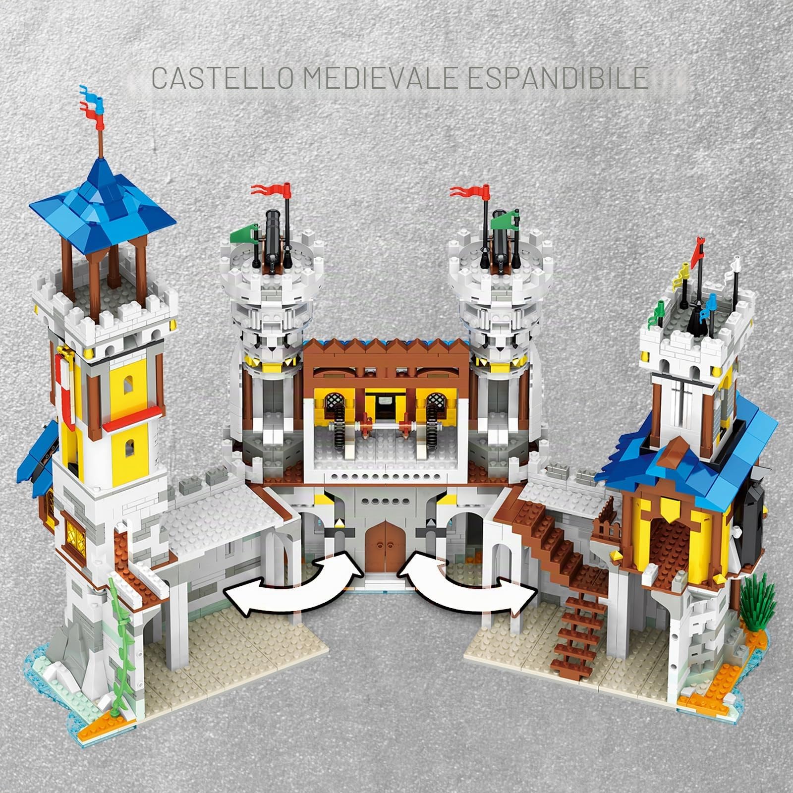 JMBricklayer Set di castello medievale a LED, da collezione o da ufficio, regalo per bambini