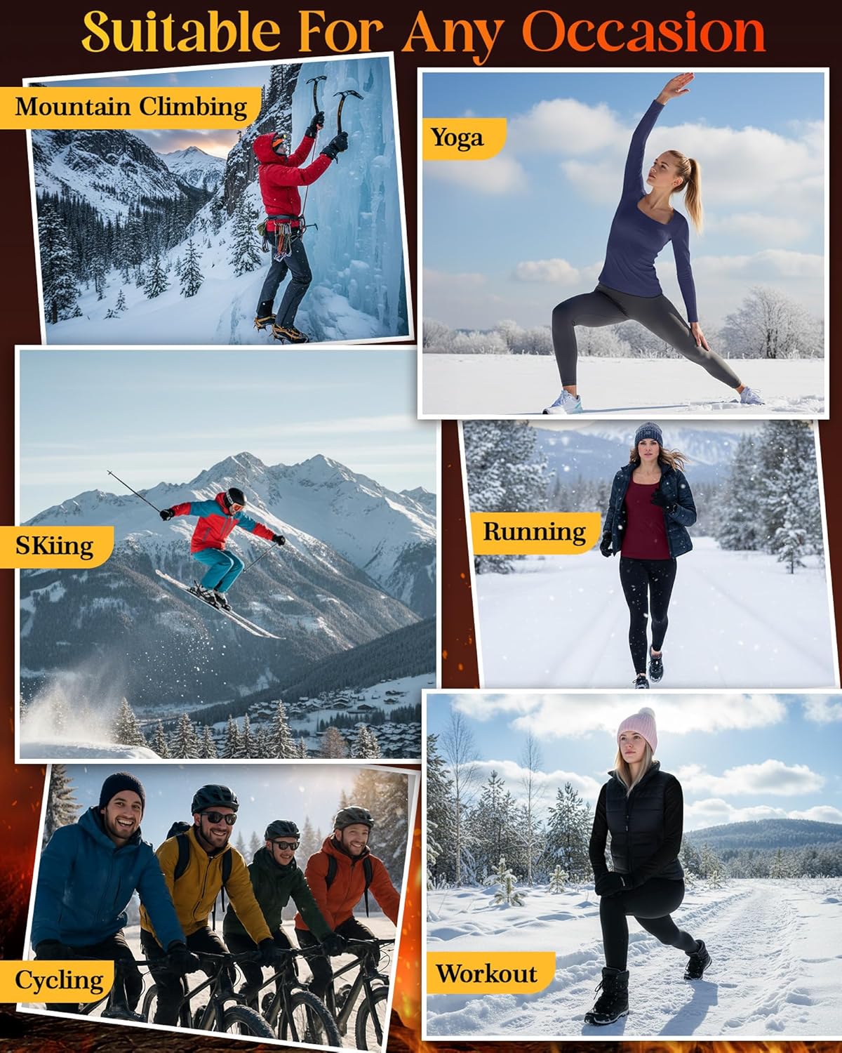 Huukeay 4 Pack Women's Thermal Long Sleeve Shirt Square Neck Fleece Slim Warm Winter Tops Casual Fashion Base Layer - Image 3