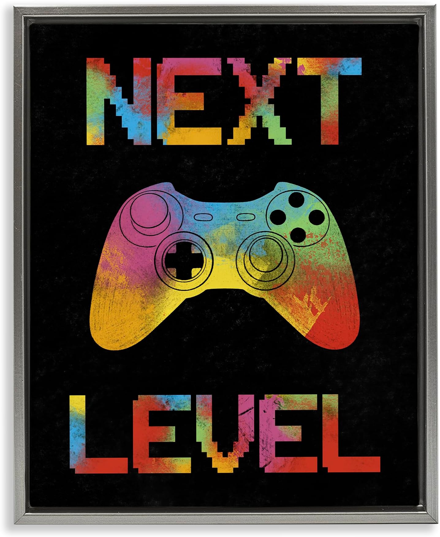 Stupell Industries Next Level Rainbow Splatter Gold Framed Floater Canvas Wall Art, design by Marcus Prime, 31 x 25