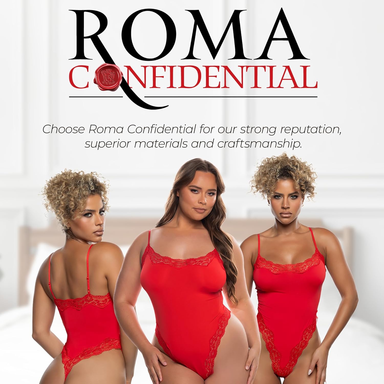 Lace Lingerie Teddy for Women Roma Essentials One Piece Teddy Lingerie Sexy Bodysuit for Women, Modal Knit Fabric, Thong Back