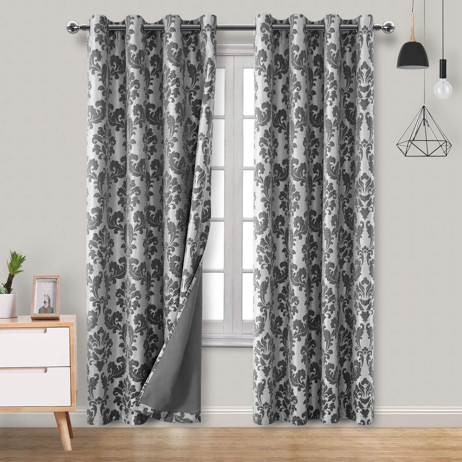 Hiasan Faux Linen 100 Jacquard Blackout Curtains with Thermal Back
