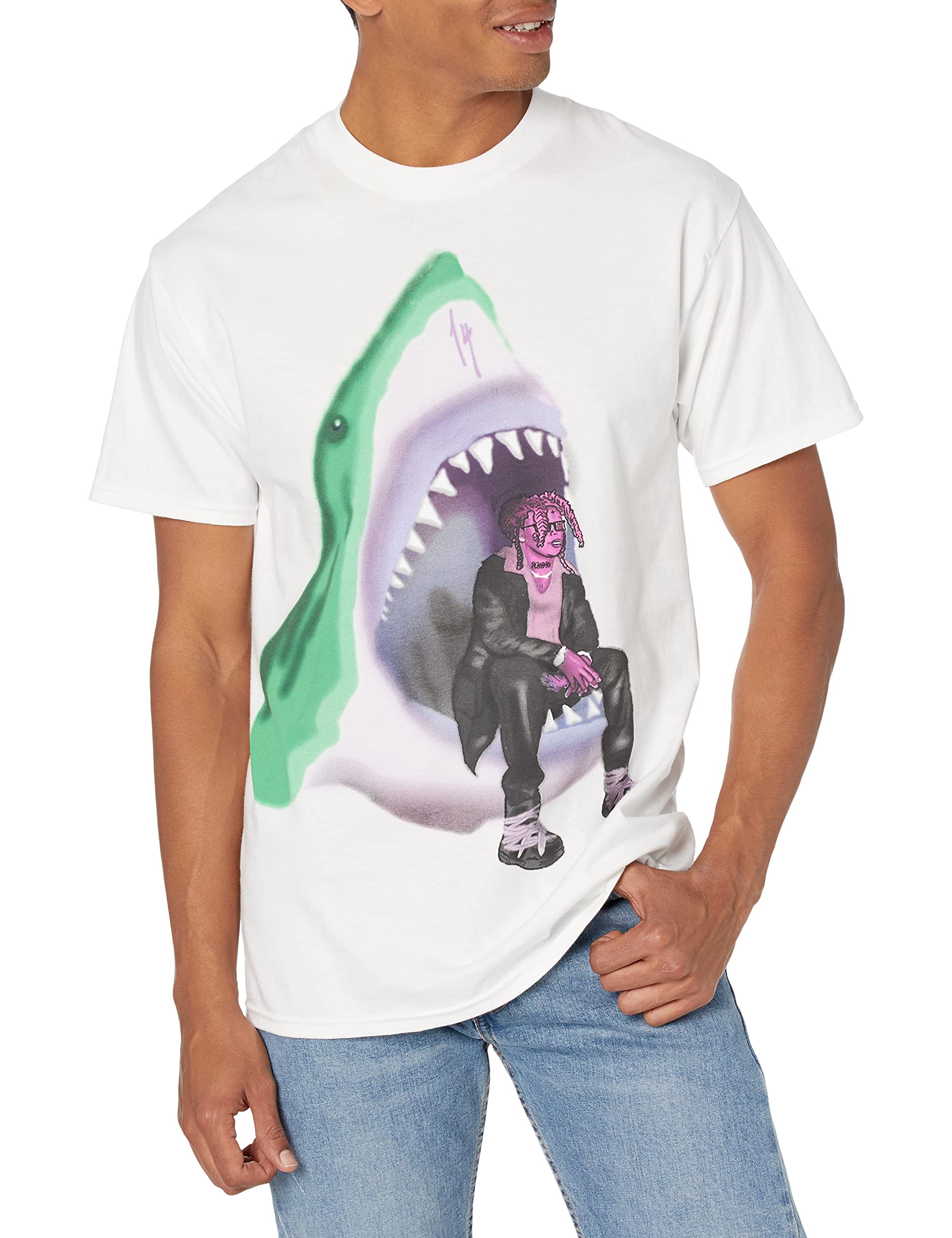 Trippie Redd Unisex-Adult Standard Neon Shark Airbrush Tee