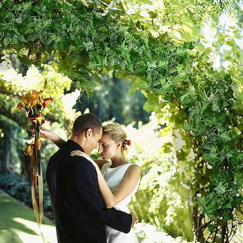 Miniatura 4 de ADORAMOUR Guirnalda de hiedra artificial, paquete de 12 x 83 pulgadas de largo, enredaderas falsas realistas para estética de habitación