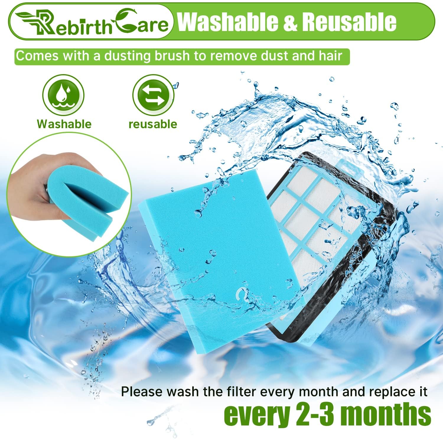 vhbw set di 2x filtro d'aspirazione compatibile con Philips PowerPro FC8760, FC8761, FC8764, FC8766, FC8767, FC8769 aspirapolvere