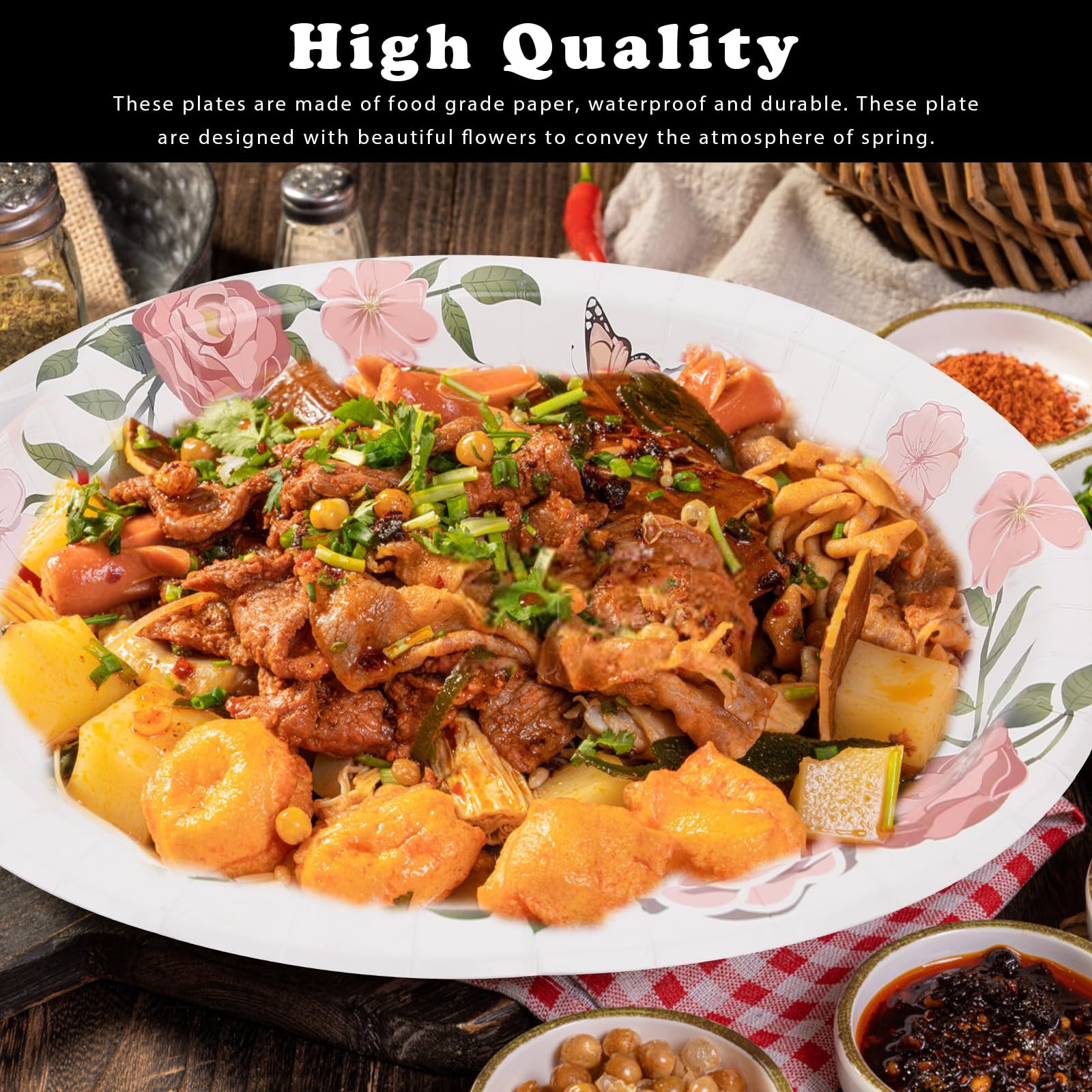 Lot De 50 Assiettes En Carton Jetables Bleues De 16,5 Cm, Assiettes à Dessert Solides Et Robustes Pour Fête, Dîner, Vacances, Pique-nique Ou Voyage Amcrate