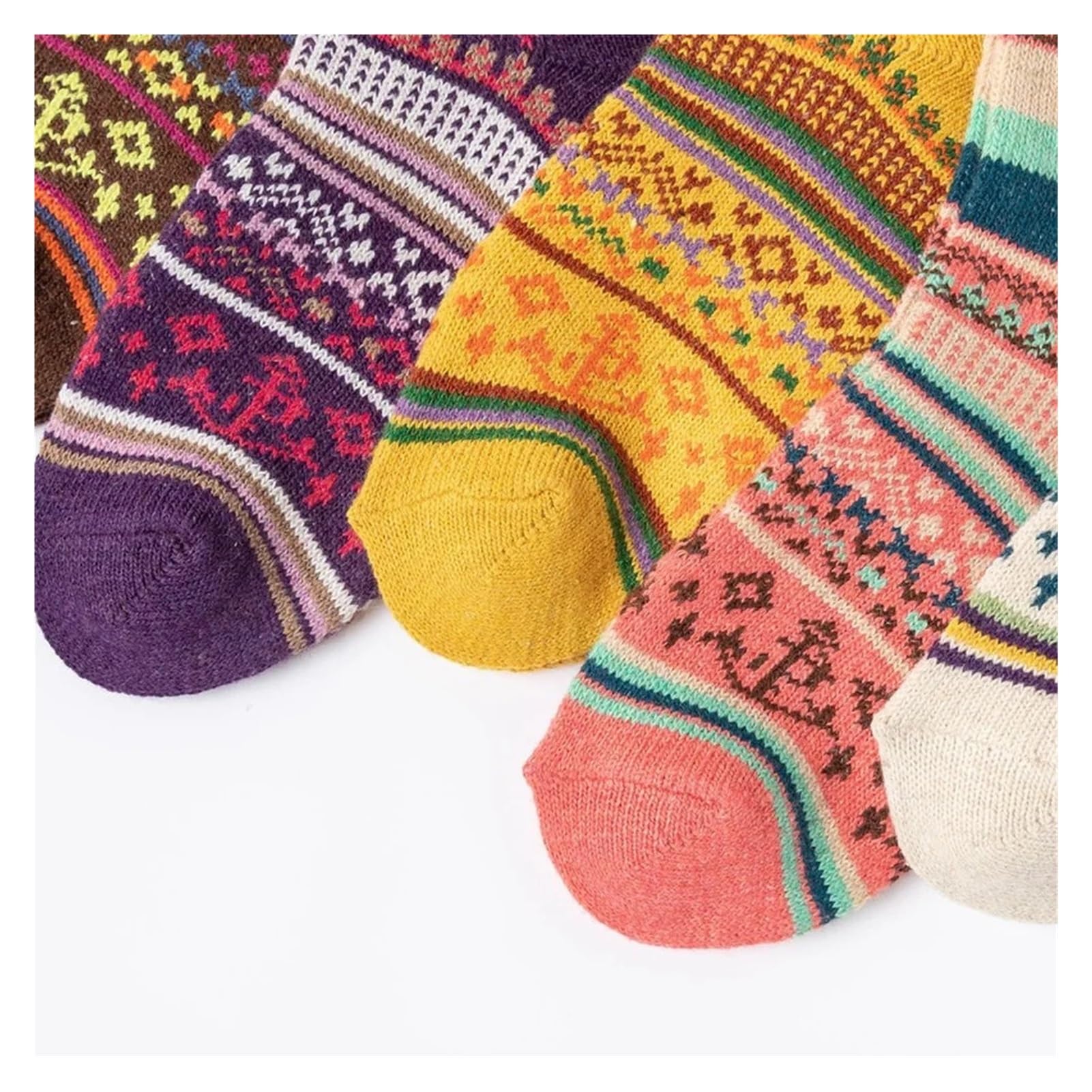 5 Pares De Calcetines Lana Conejo Cálidos Y Coloridos For Mujer, Ideales For Otoño E Invierno. Gruesos Cachemira For La Nieve