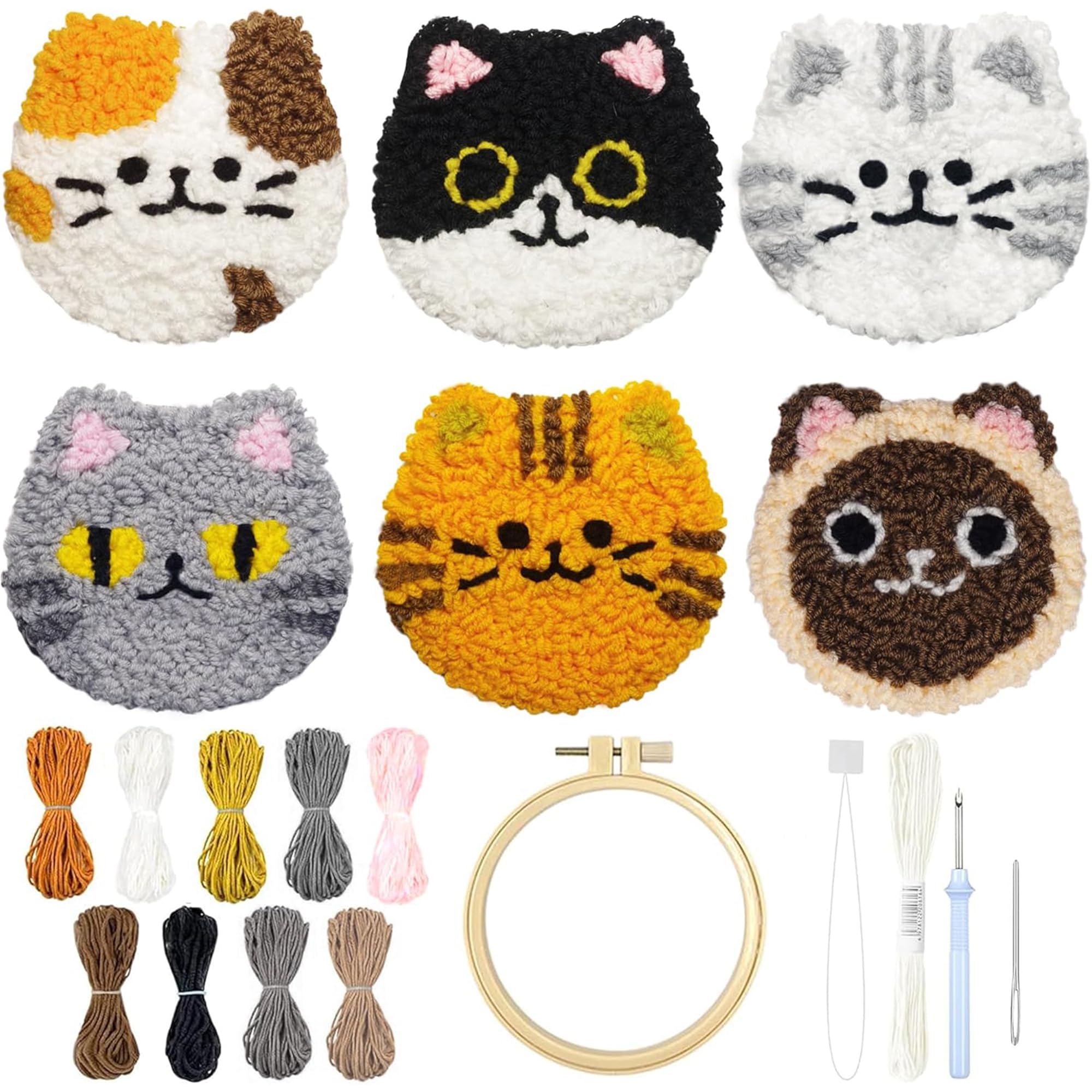 Punch Needle Cat Coaster Kit - Beginner Craft -1