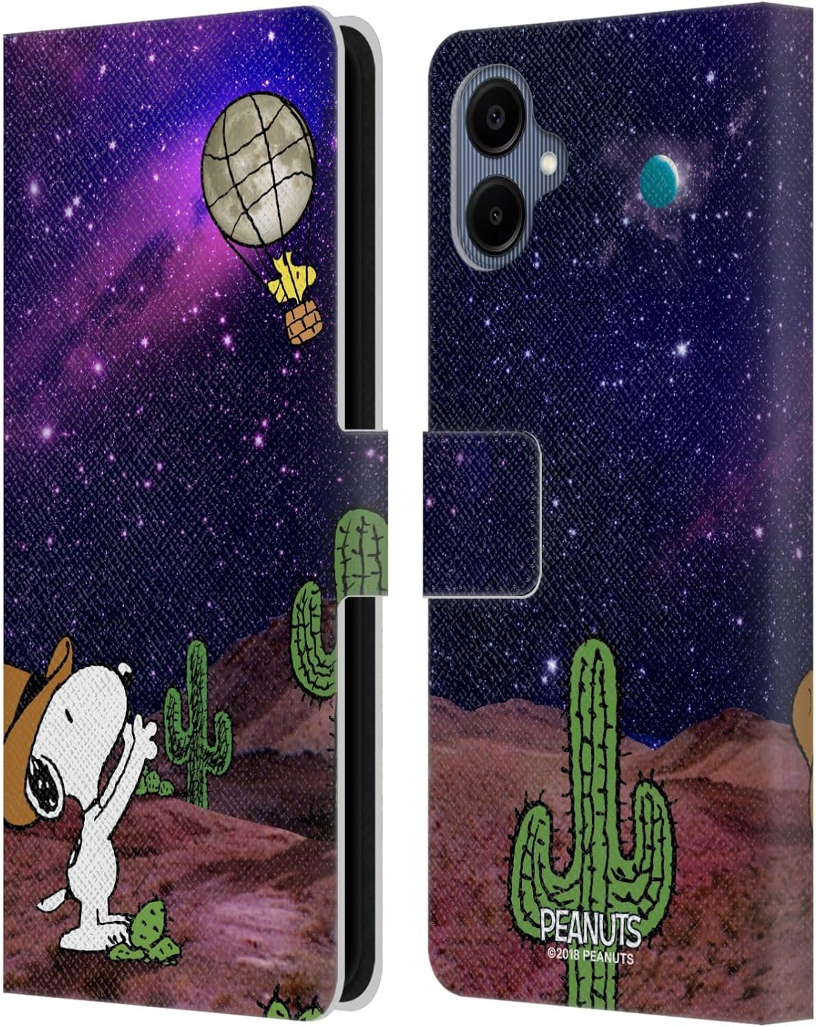 Head Case Designs Officially Licensed Peanuts Nebula Balloon Woodstock Snoopy Space Cowboy Leather Wallet Case Compatible with Samsung Galaxy A06 4G / 5G