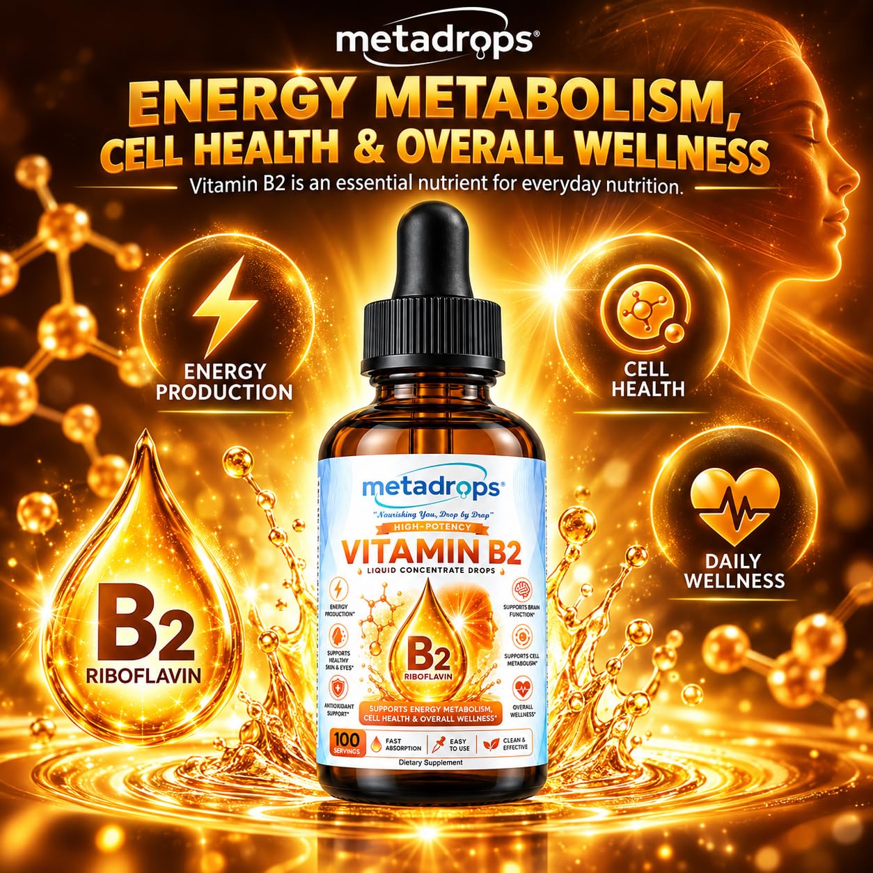 Bio-Active Vitamin B2 Liquid Drops 50ml | Riboflavin 5'-Phosphate Sodium | Maximum Absorption Coenzyme Form for Cellular Energy (ATP), Migraine Support, Vision Care & Metabolism | Vegan & Pure — Amazon image 7