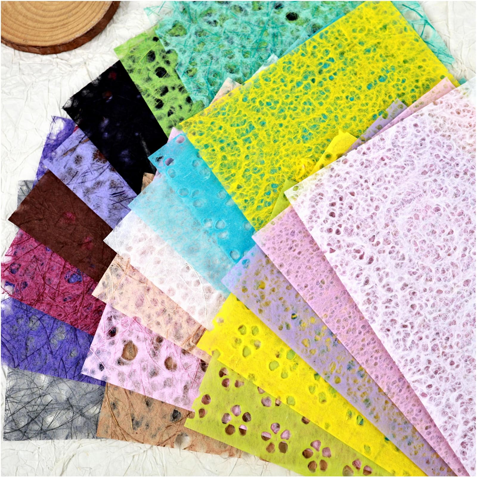 20 Sheets A5 Textured Mulberry Scrapbook Paper, Variety Colors for Scrapbooking, Junk Journals, Collage, Art Journaling, Card Making, DIY Paper Craft