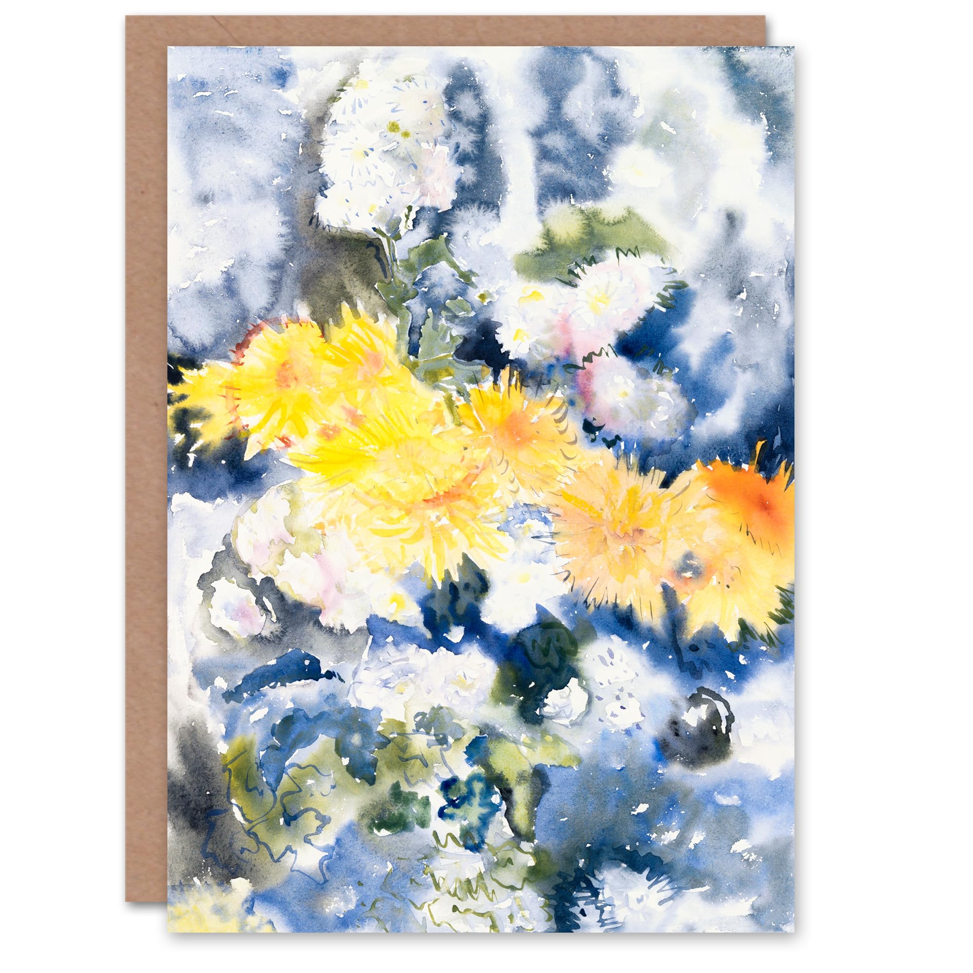 Artery8 Charles Demuth Art Card Yellow and Blue Floral Watercolour