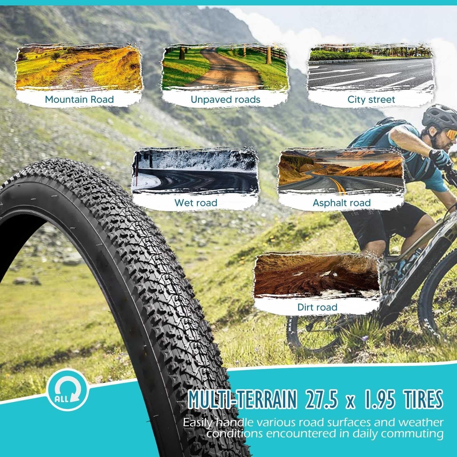 2PCS 27.5x1.95 Opona Rowerowa Odporna na Przecięcia dla MTB i Jazdy Miejskiej Grube Profilowanie, Wysoka Przytrzymanie, Wytrzymała Guma dla Mokrych Dróg i Szlaków