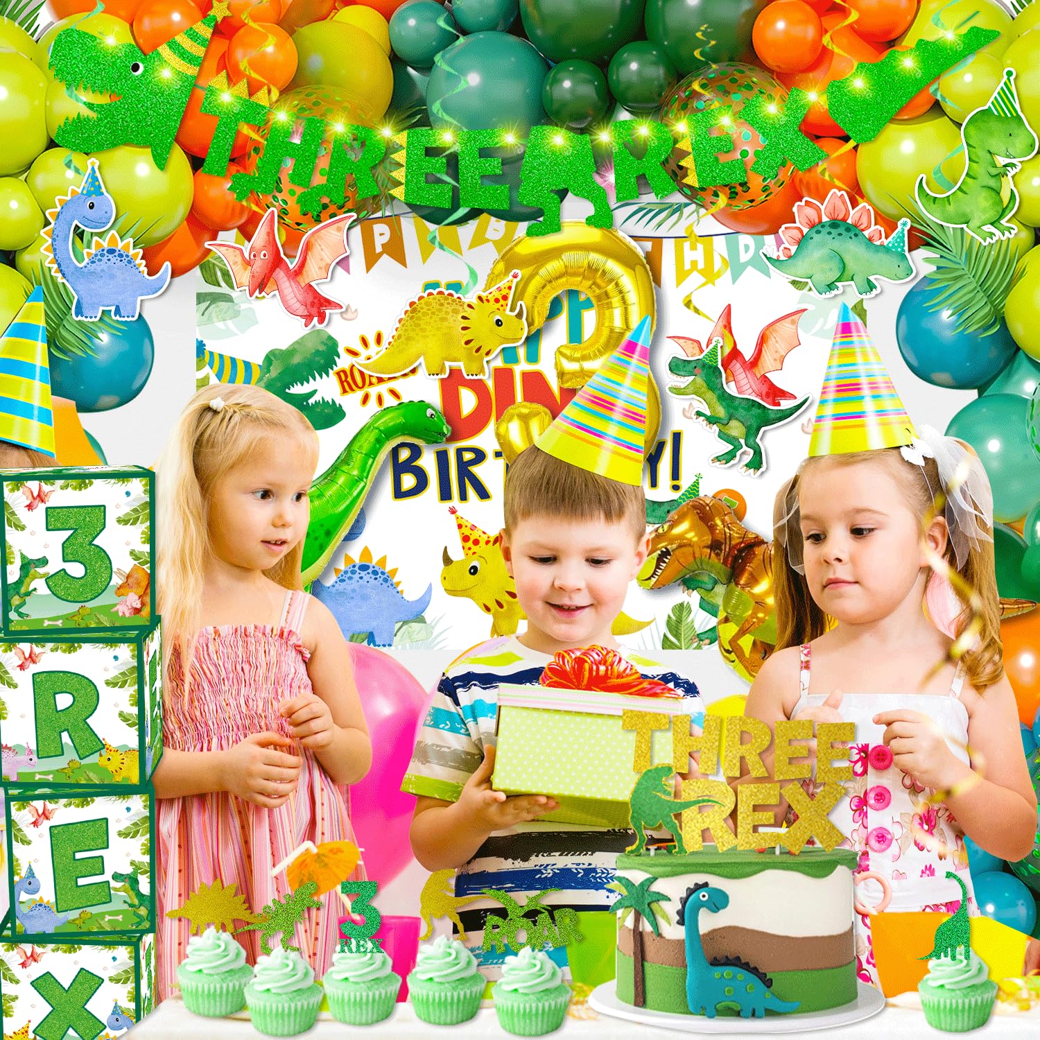 Set De 3 Broches De Cumpleaños Con Dibujos Animados – Dinosaurio Y Unicornio Con Texto 'It's My Birthday' – Insignias Redondas De Hojalata Y Plástico Para Fiestas Temáticas, Decoración Y Recuerdos