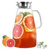 3 Quart Glass Pitcher with Lid,96 oz -Iced Tea Pitcher, Juice, Milk, Coffee, Lemonade - Borosilicate Boiling Glassware - Hot & Cold Beverages Christmas Gift,New Year Gift