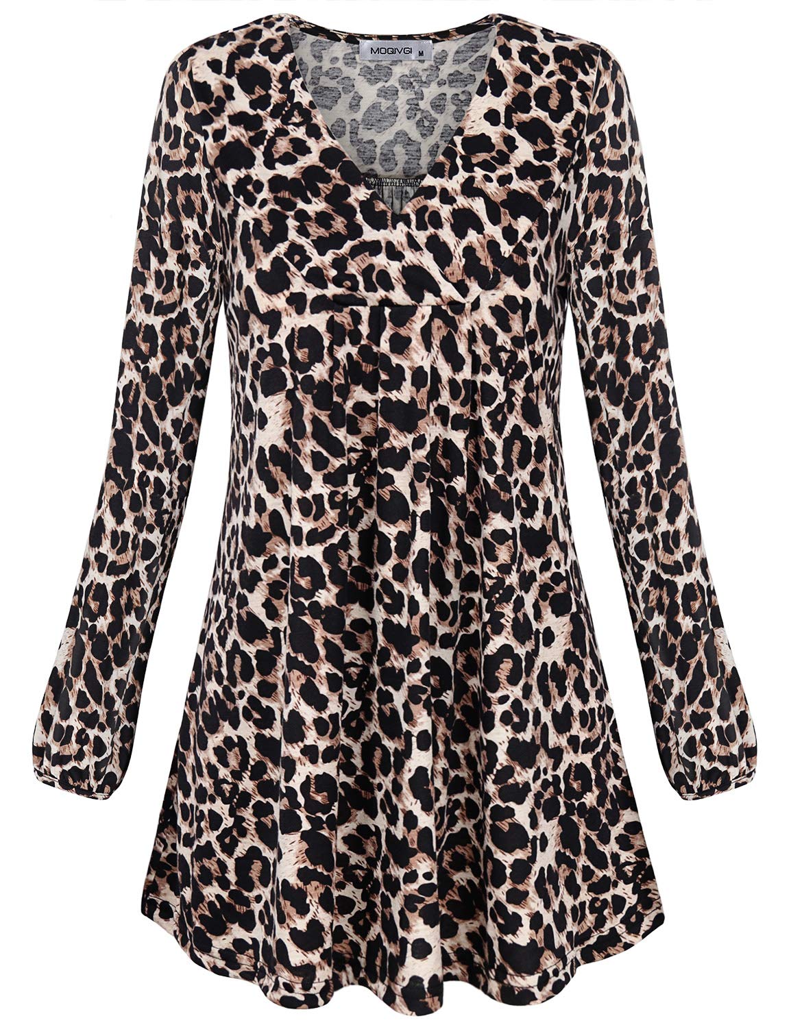 MOQIVGI Womens V Neck Long Sleeve Fashion Casual Blouse Top A-line Flowy Tunic Shirt