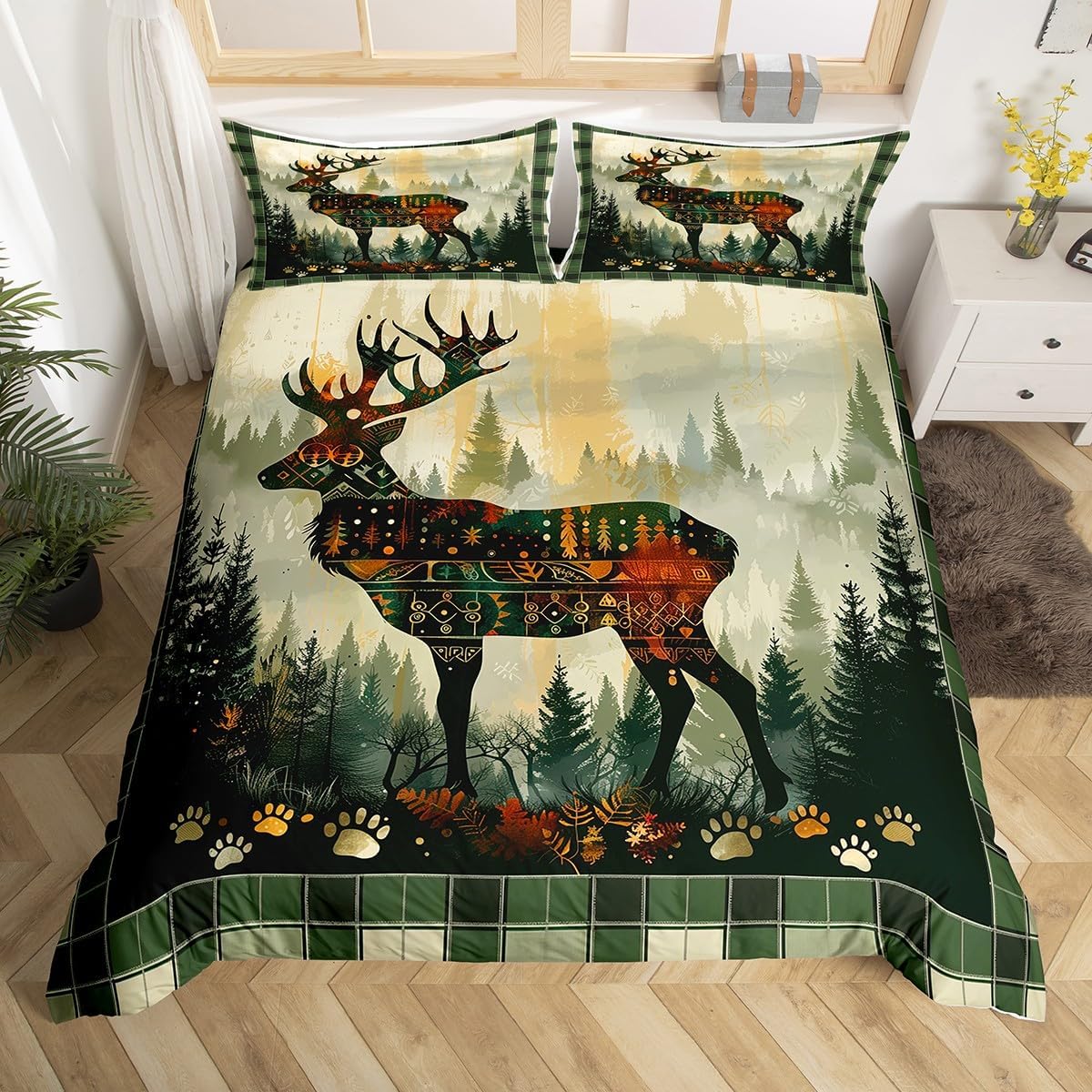 Feelyou Bear Bedding Set for Girls Boys Kids King Size Sunflower Comforter Cover Set Room Decorative Butterfly Duvet Cover Brown Bedspread Cover Bedclothes,No Comforter