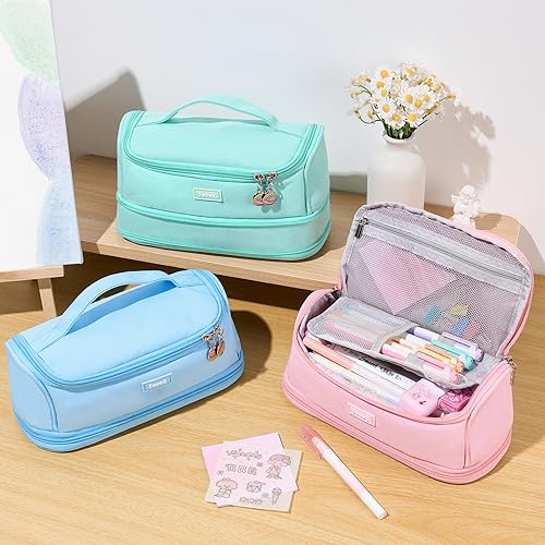 Miniatura 2 de Sooez Estuche para lápices de gran capacidad, organizador de cajas de almacenamiento grande expandible, bolsa de papelería portátil de alta