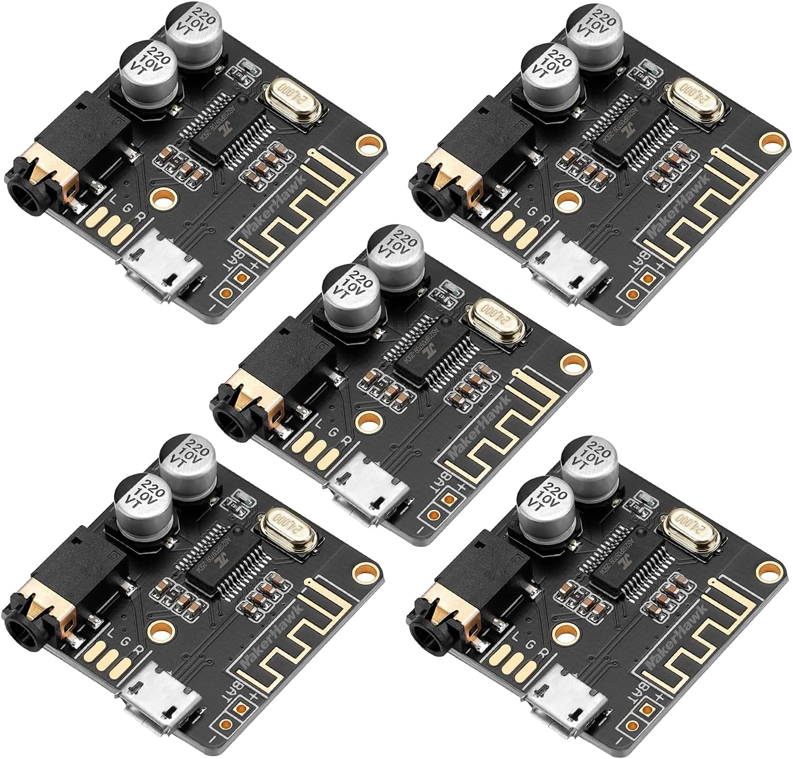 5pcs Bluetooth Audio Receiver Board BT 5.0 Stereo Audio Amplifier 3.7-5V Car Speaker Amplifier for DIY