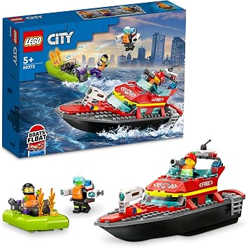 LEGO City İtfaiye Kurtarma Teknesi 60373 | 5 Yaş ve Üzeri Çocuklar için 3 Minifigür İçeren Yaratıcı Oyuncak Yapım Seti, Hediye Fikri (144 Parça)