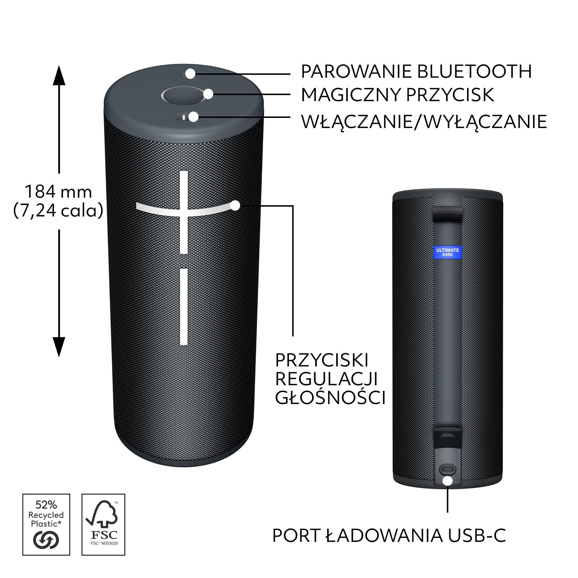 Ultimate Ears BOOM ワイヤレススピーカー Ultimate Ears BOOM 4, przenośny wodoodporny głośnik