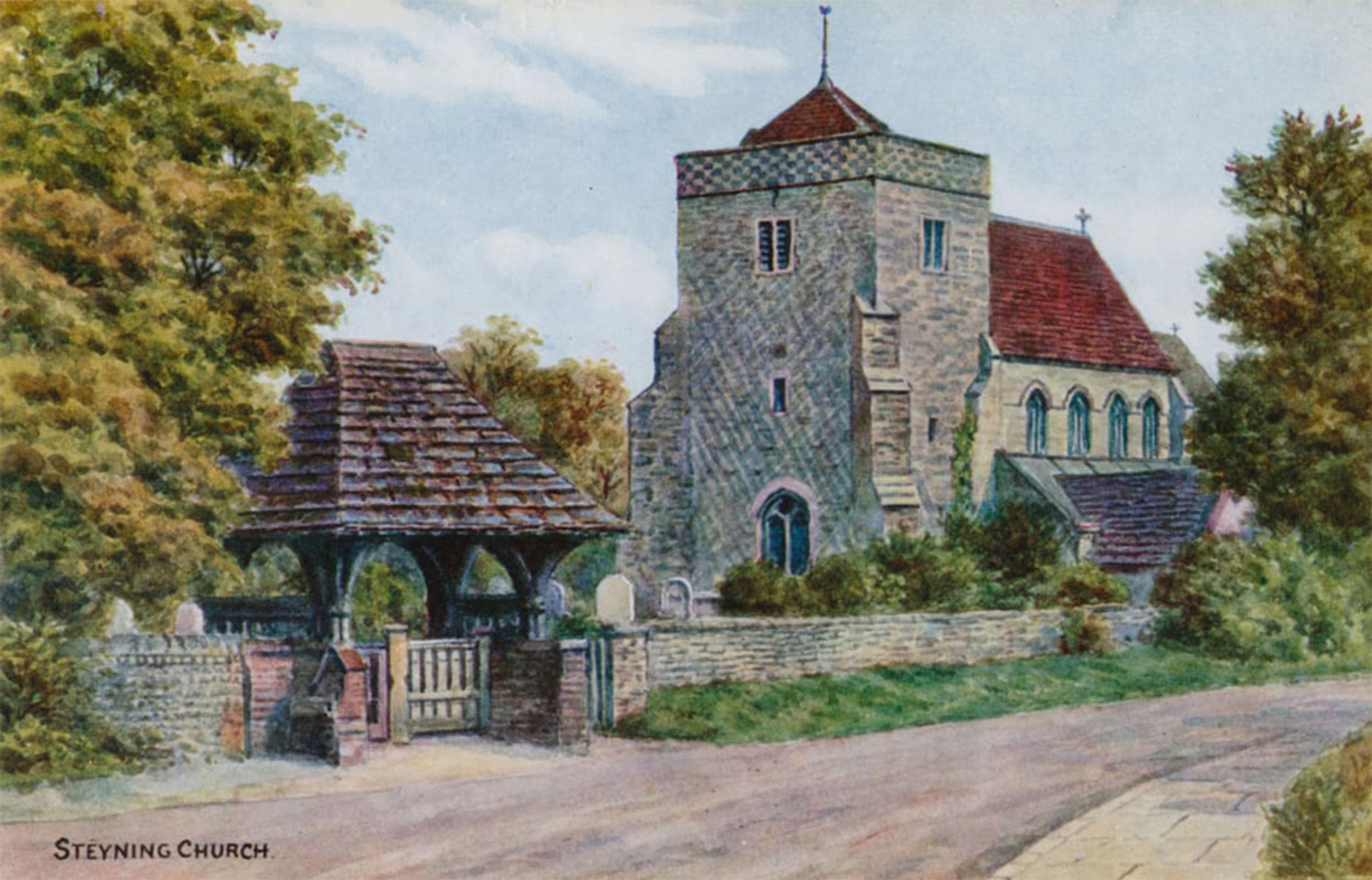 POSTERIIk Famous Modern Artwork Art Mural Steyning Church by Alfred Robert Quinton Oil Paintings Pictures for Home Decor 60x90cm