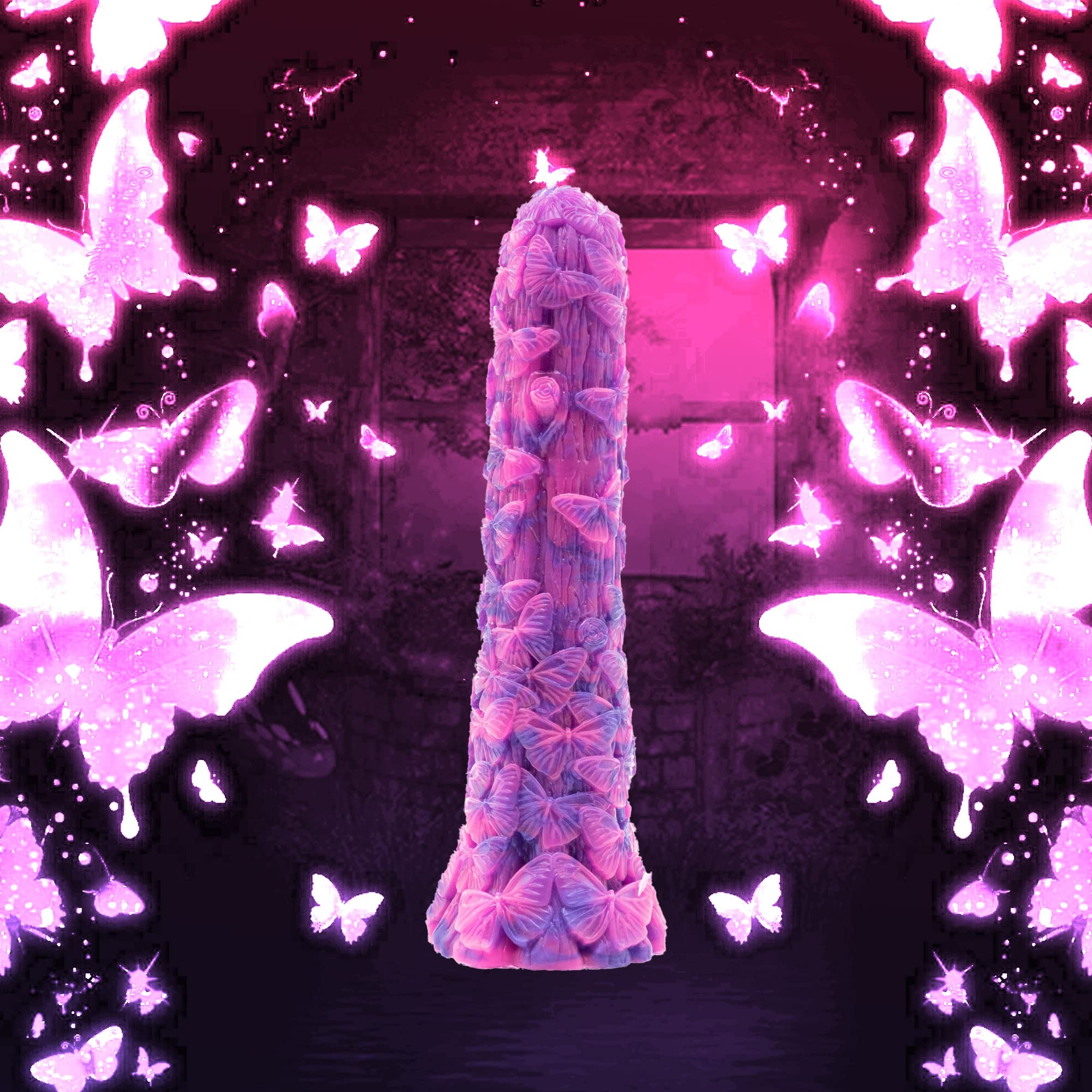Twisted Fantasies Monarch Butterfly Suction Cup Dildo - UV Pink/Purple Heart Marble Design - Handmade in The USA - Adult Sex Toys (): Mini