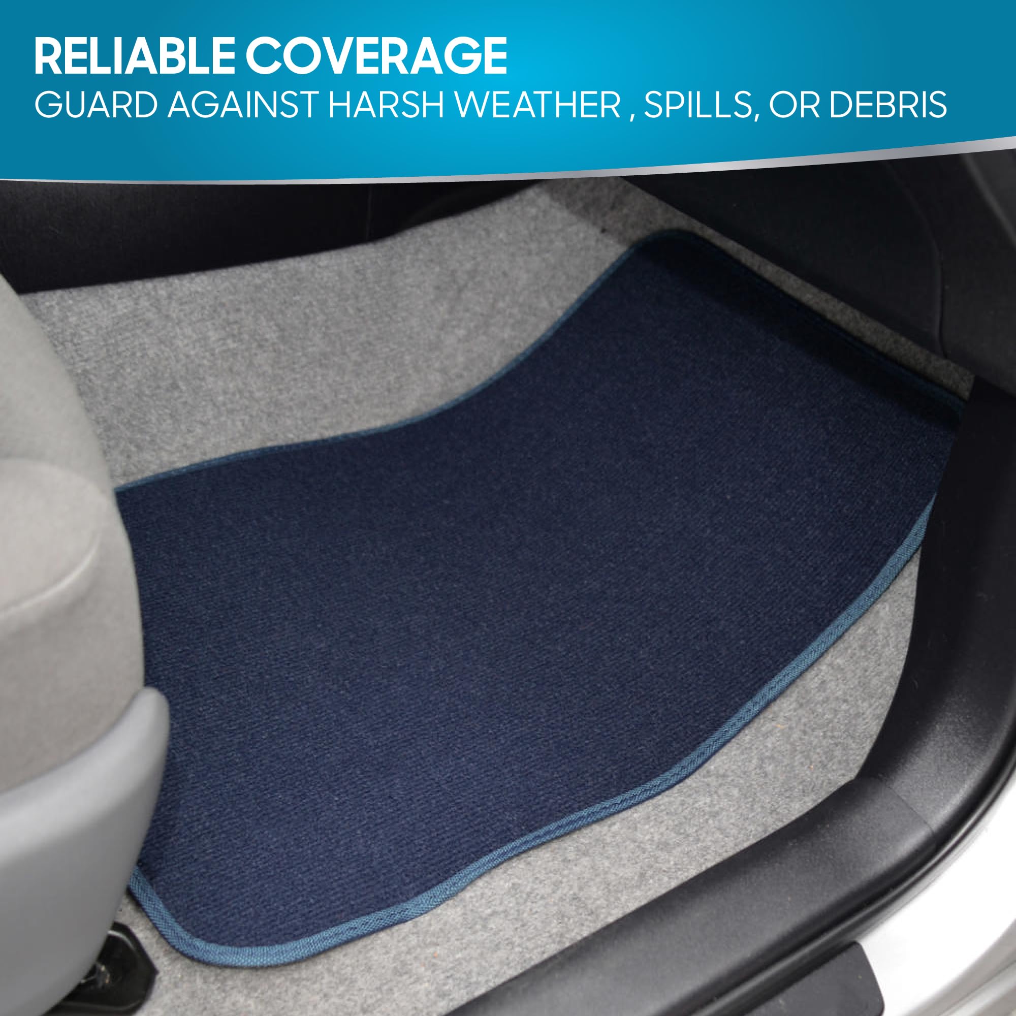 BDK Premium Carpet Blue Floor Mats for Cars - Universal Fit Interior 4-Piece Car Mats Full Set with — view 8