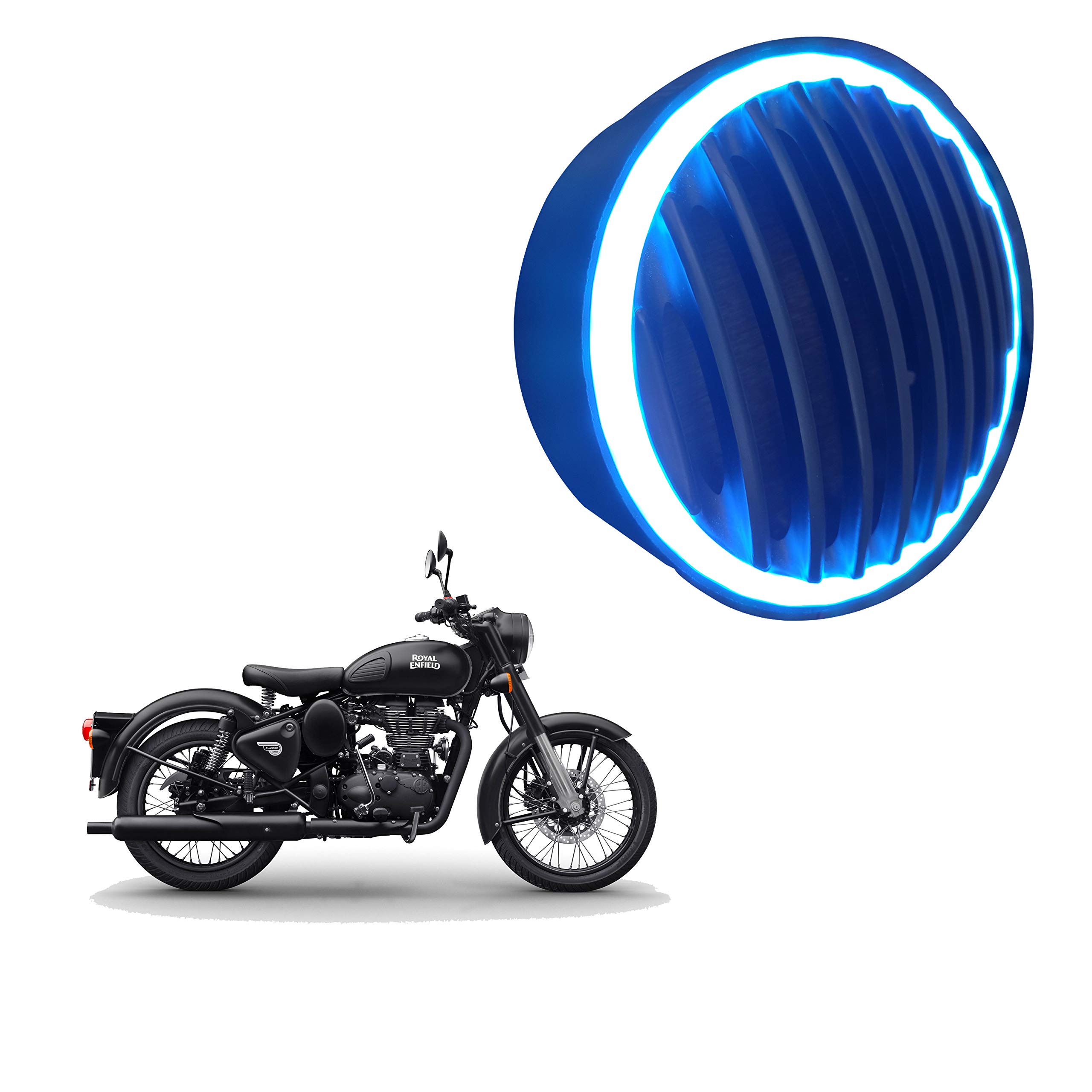Buy Kandid Bullet Headlight Grill Blue led Light for Royal Enfield
