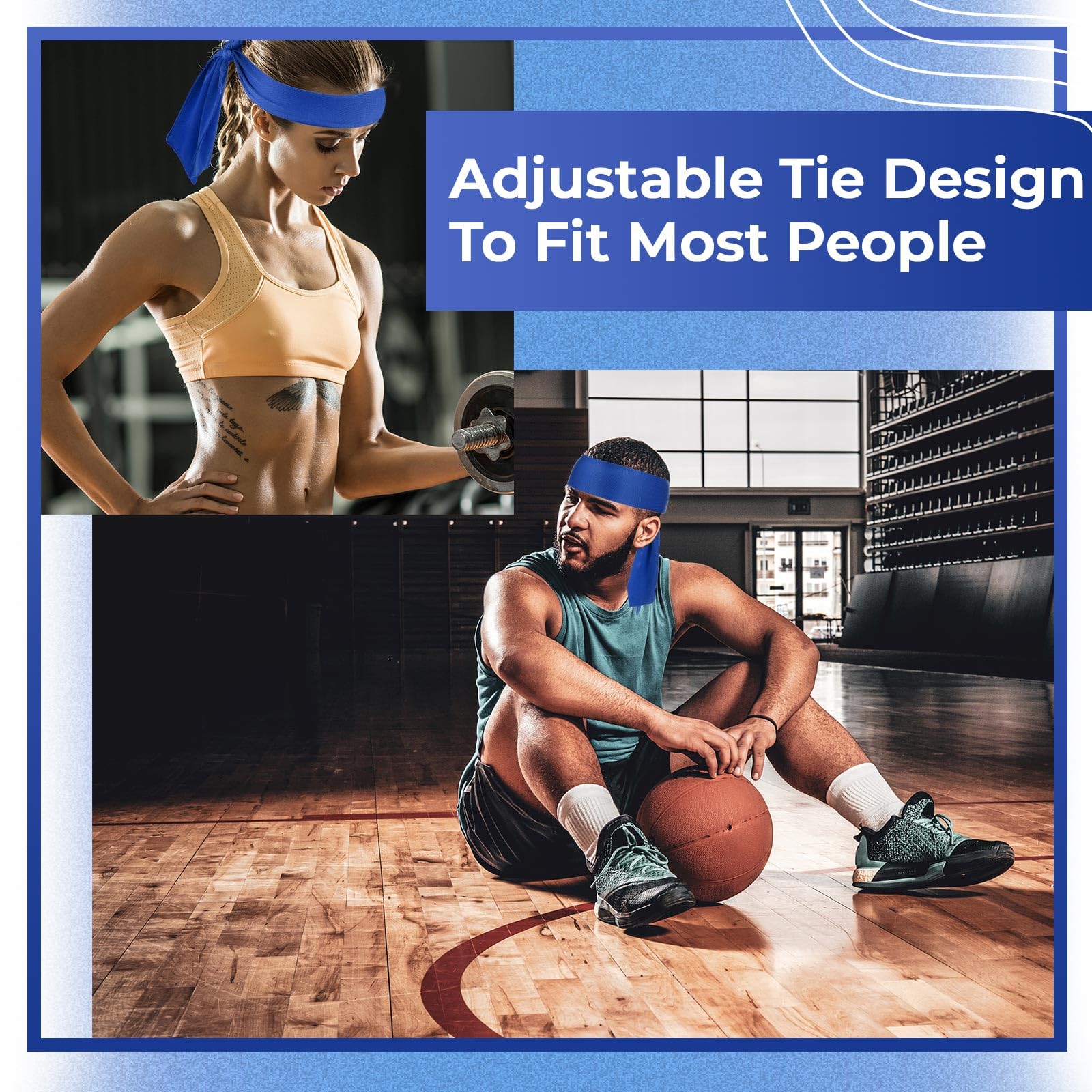 Hiboom 50 Stück Stirnbänder für Herren und Damen, Ninja, Karate, athletische Schweißbänder für Sport, Basketball, Tennis, Laufen, Workout