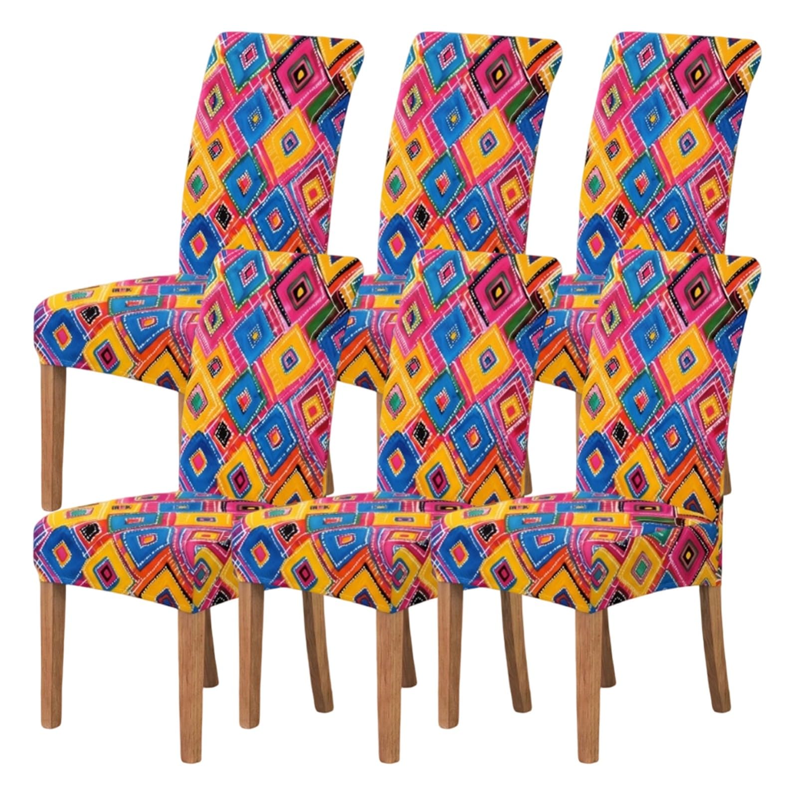 Stuhlhussen für Esszimmerstühle,Bedruckte Stretch-Esszimmer Stuhlhussen 2/4/6er-Set,Vier Jahreszeiten,für Wohnzimmer Küche Hotel Partydekoration(C,6Pcs)