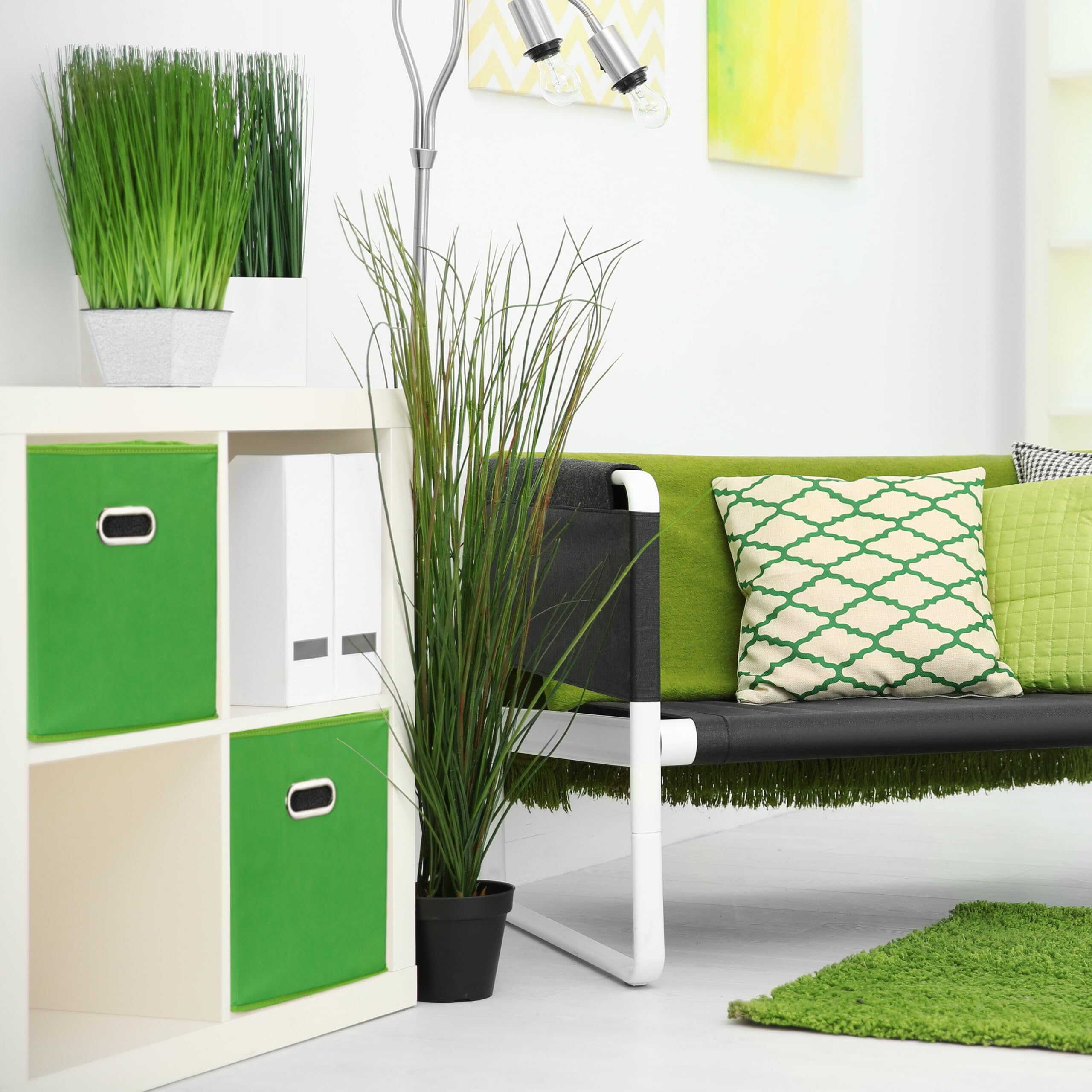 Relaxdays Set of 4 Storage Box, Foldable Shelf Baskets, 30 x 30 x 30 cm, Handle Holes, Foldable Organiser Bins, Green - Image 2
