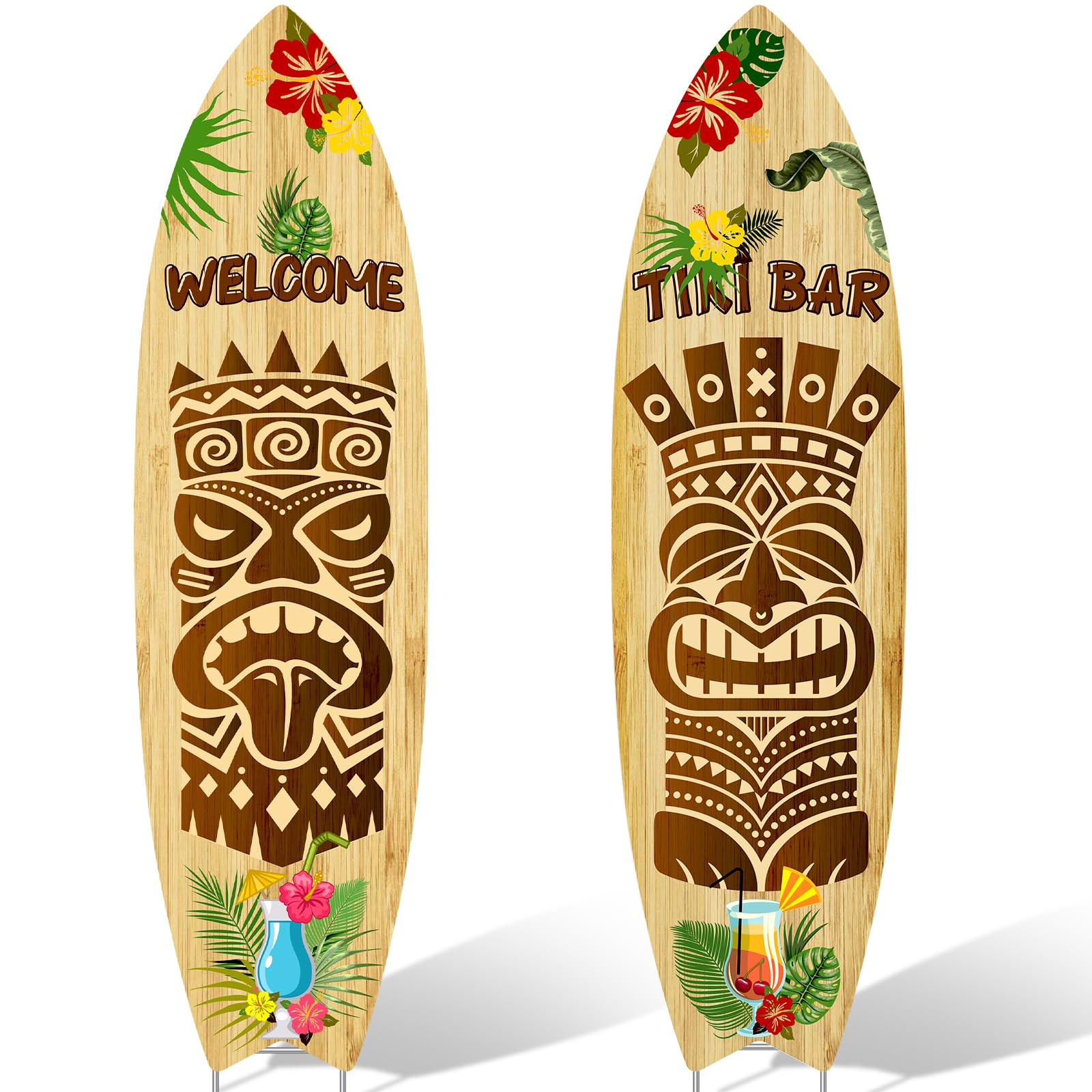 Amazon.com : 2 PCS Tiki Bar Surfboard Yard Signs Surfboard Beach